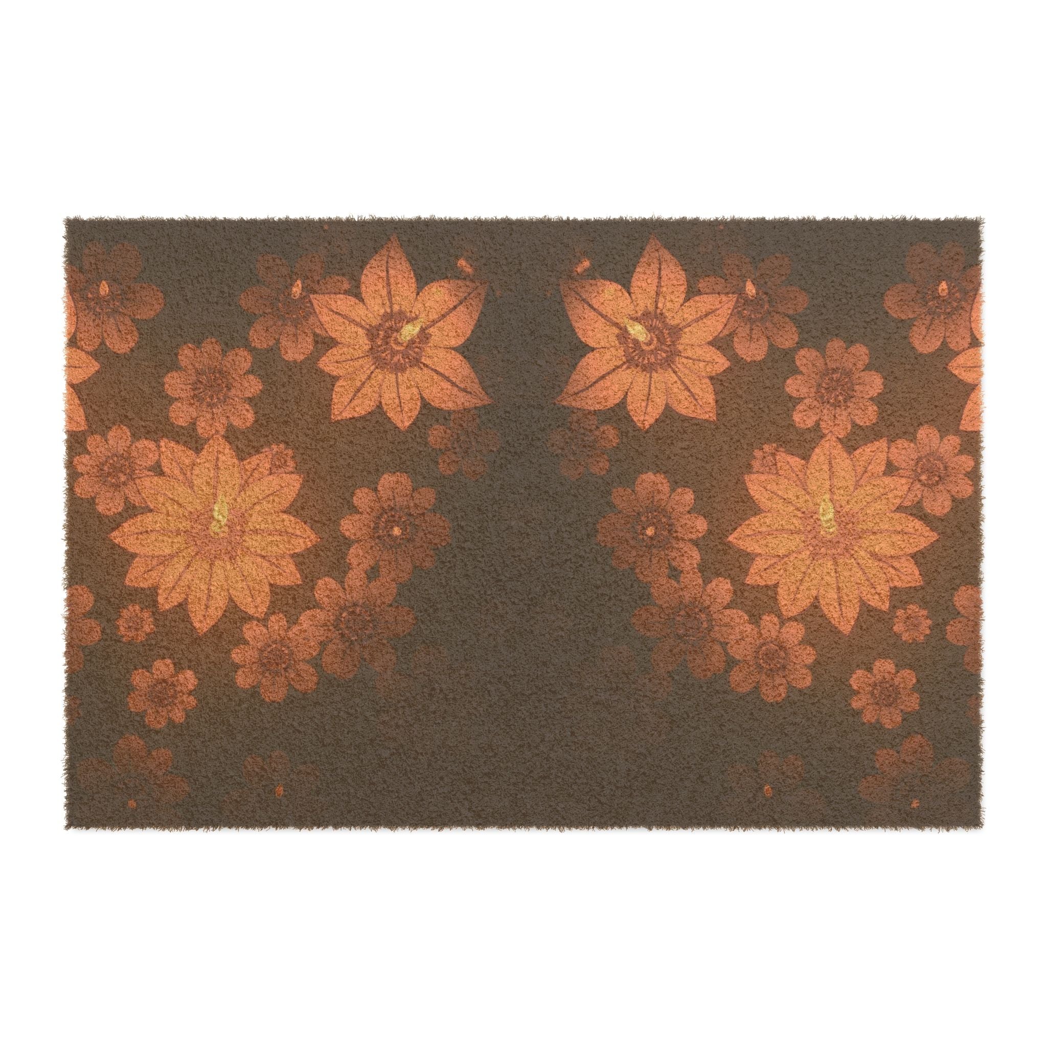 Warm Candlelight Flower Pattern Design, Coir Doormat, Welcome Mat for Front Door Decor, Floor Mats with Non-Slip Backing, Home Office