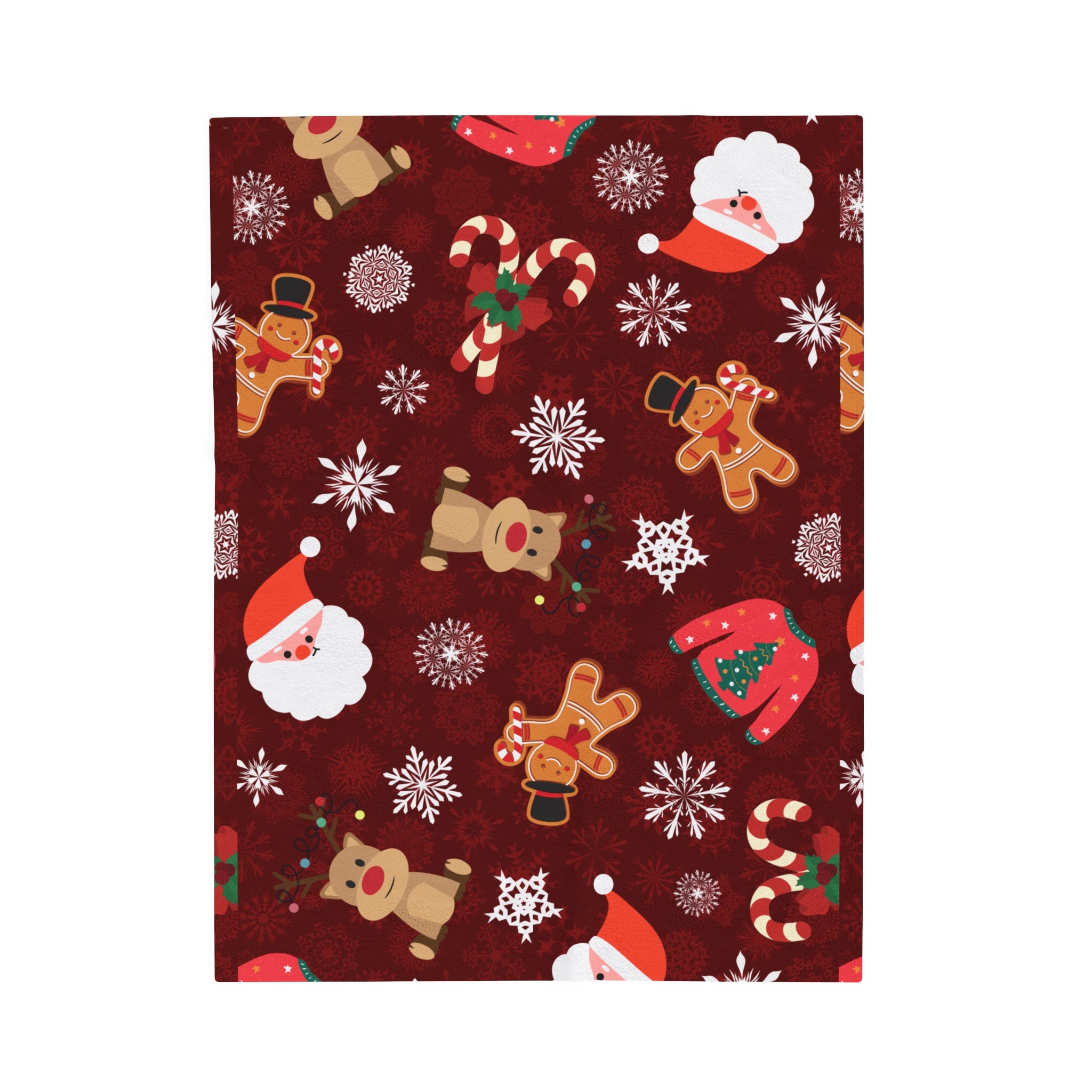 Red And White Merry Christmas Holiday Design Velveteen Plush Blanket, Gift for Boys and Girls, Cozy Throw Blanket, Children's Bedroom Decor, Nursery Bedding