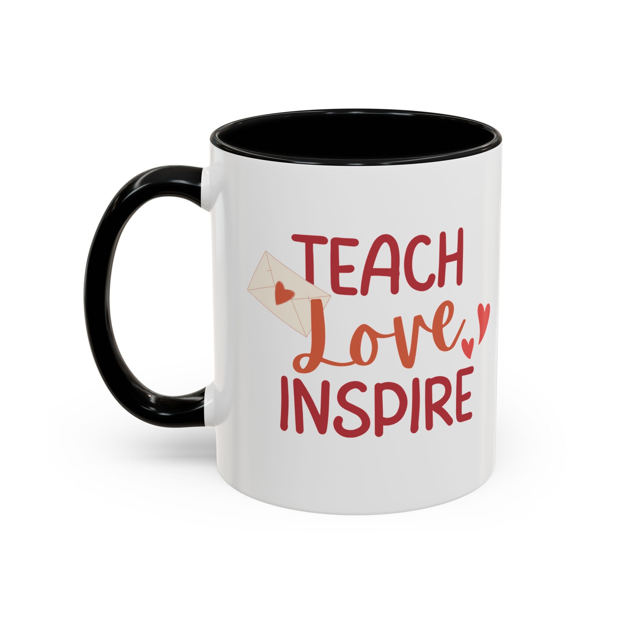 Teach, Love, Inspire Valentine's Design, Holiday Drinkware, Valentines, Christmas Birthday Gifts for Teachers, Coffee Mug for Teacher Valentines Day,