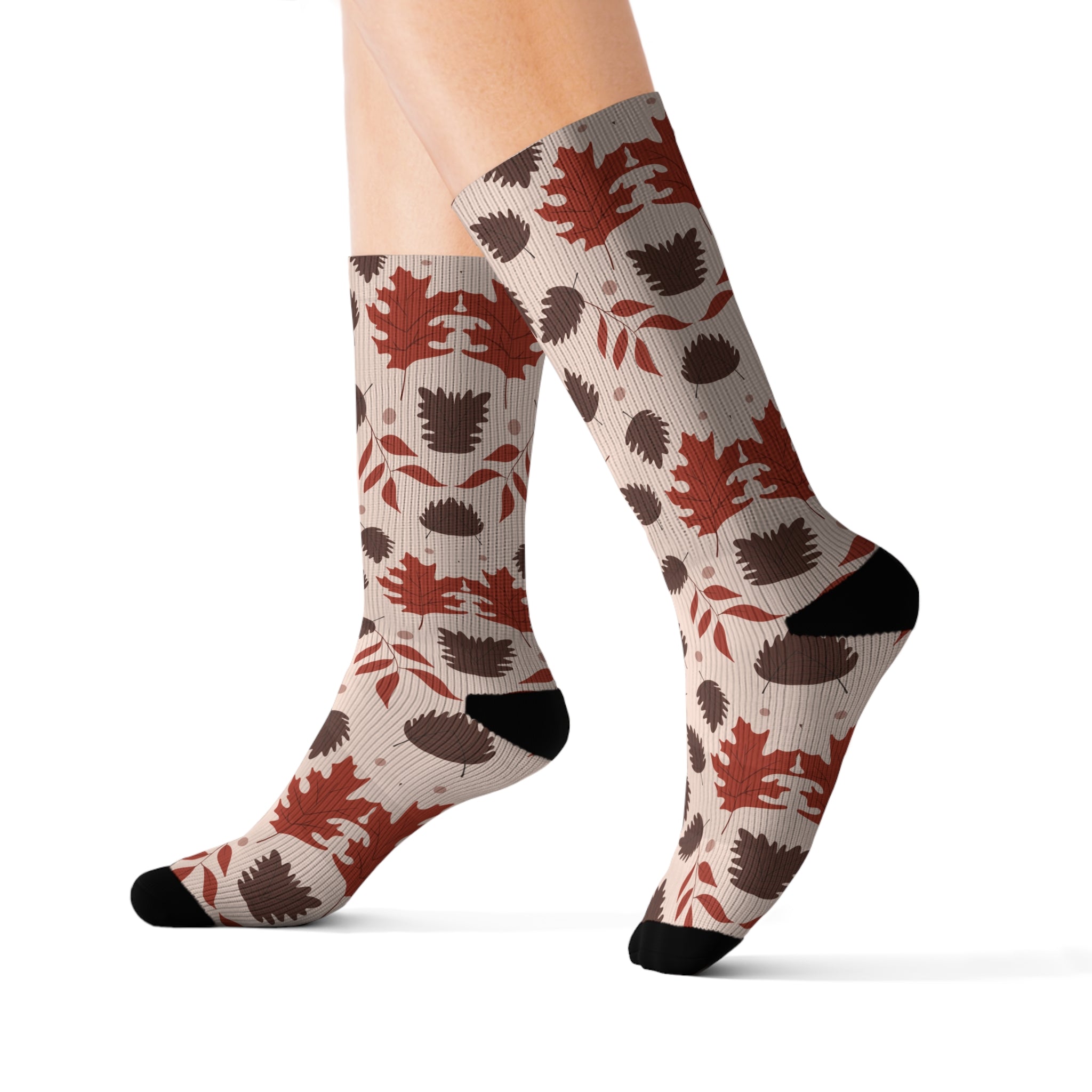 Autumn Leaves Brown Socks Warm Crew Socks Socks for everyday wear