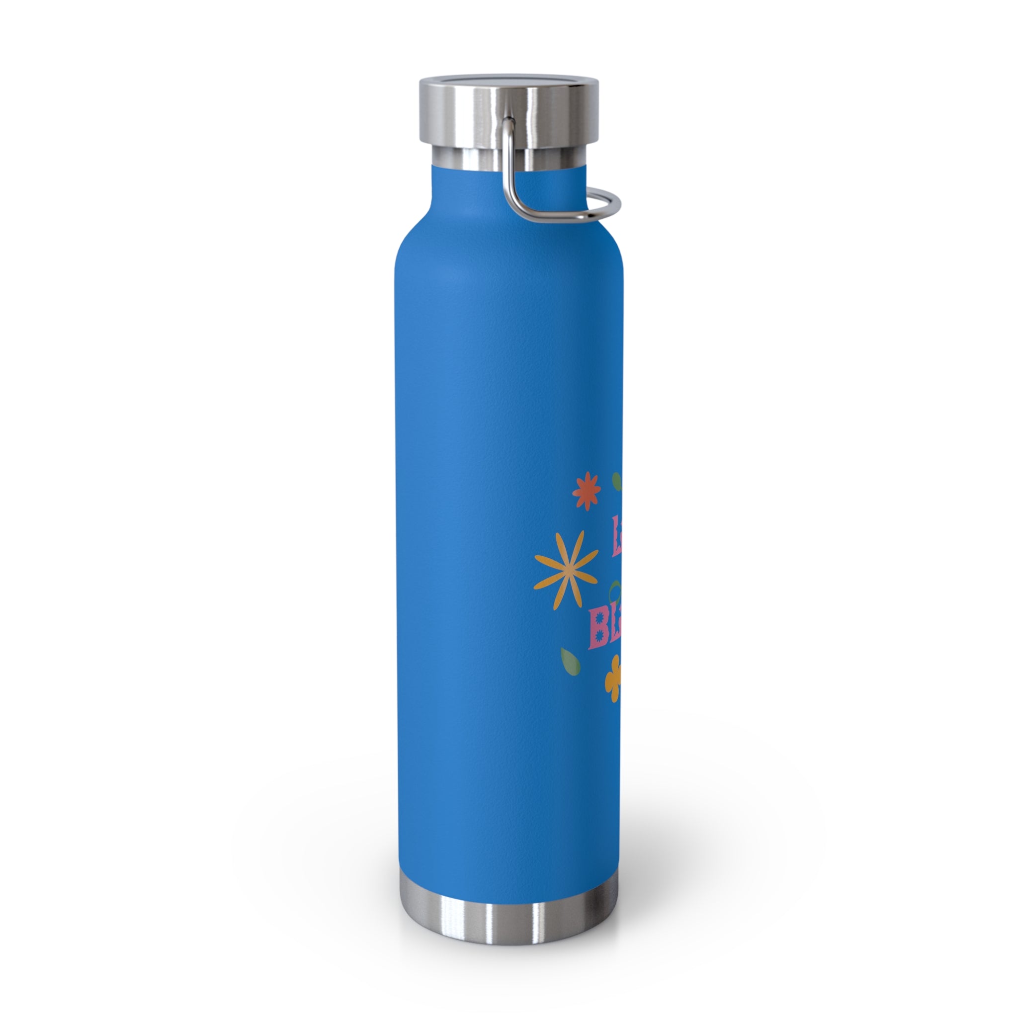 "Let Life Bloom" Copper Water Bottle, Inspirational Quote, Gift Tumbler, 22oz, Motivational Drinkware, Stainless Steel Thermos