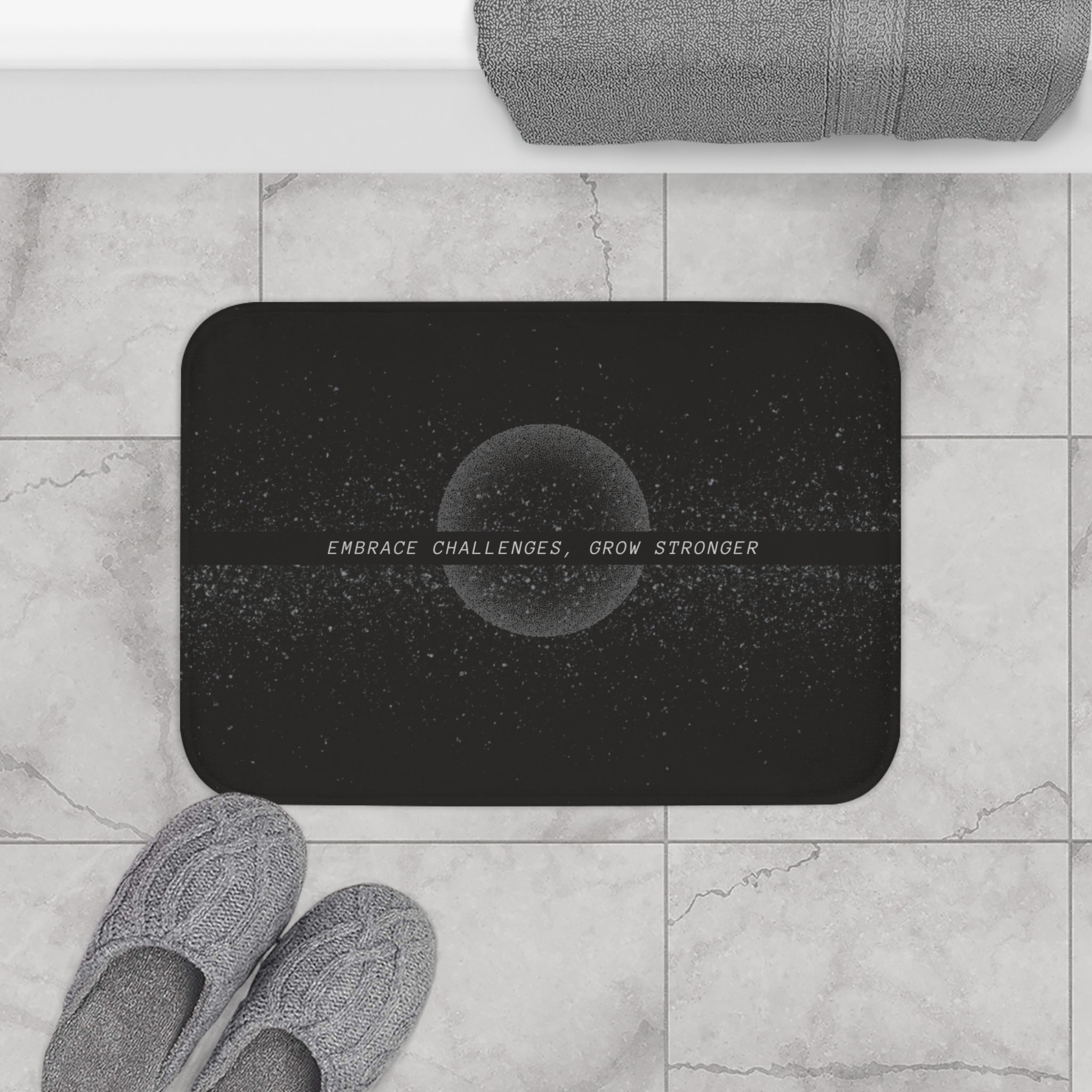 Black Moon Memory Foam Microfiber Bath Mat - Extra Soft Non-Slip Plush Rug, Machine Washable, Bathroom Floor, Tub & Shower