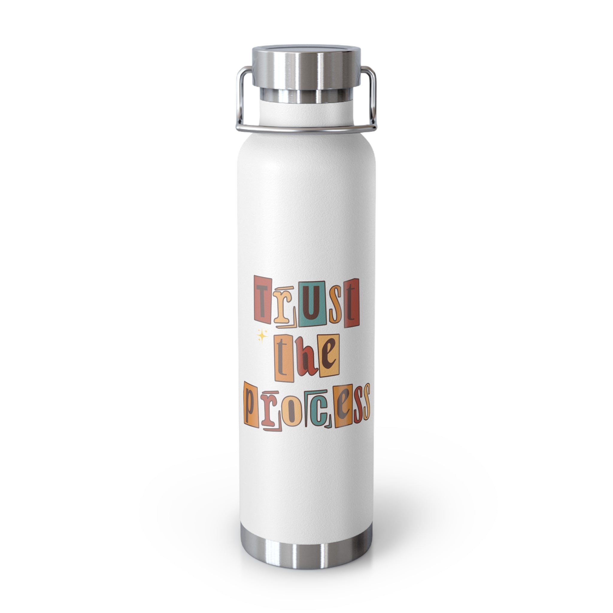 Trust The Process Copper Water Bottle, Inspirational Quote, Gift Tumbler, 22oz, Motivational Drinkware, Stainless Steel Thermos