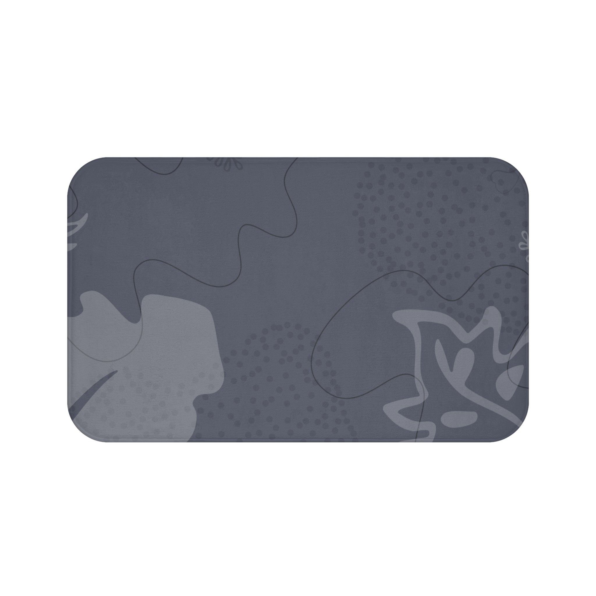 Gray Pattern Memory Foam Microfiber Bath Mat - Extra Soft Non-Slip Plush Shaggy Rug, Machine Washable, Bathroom Floor