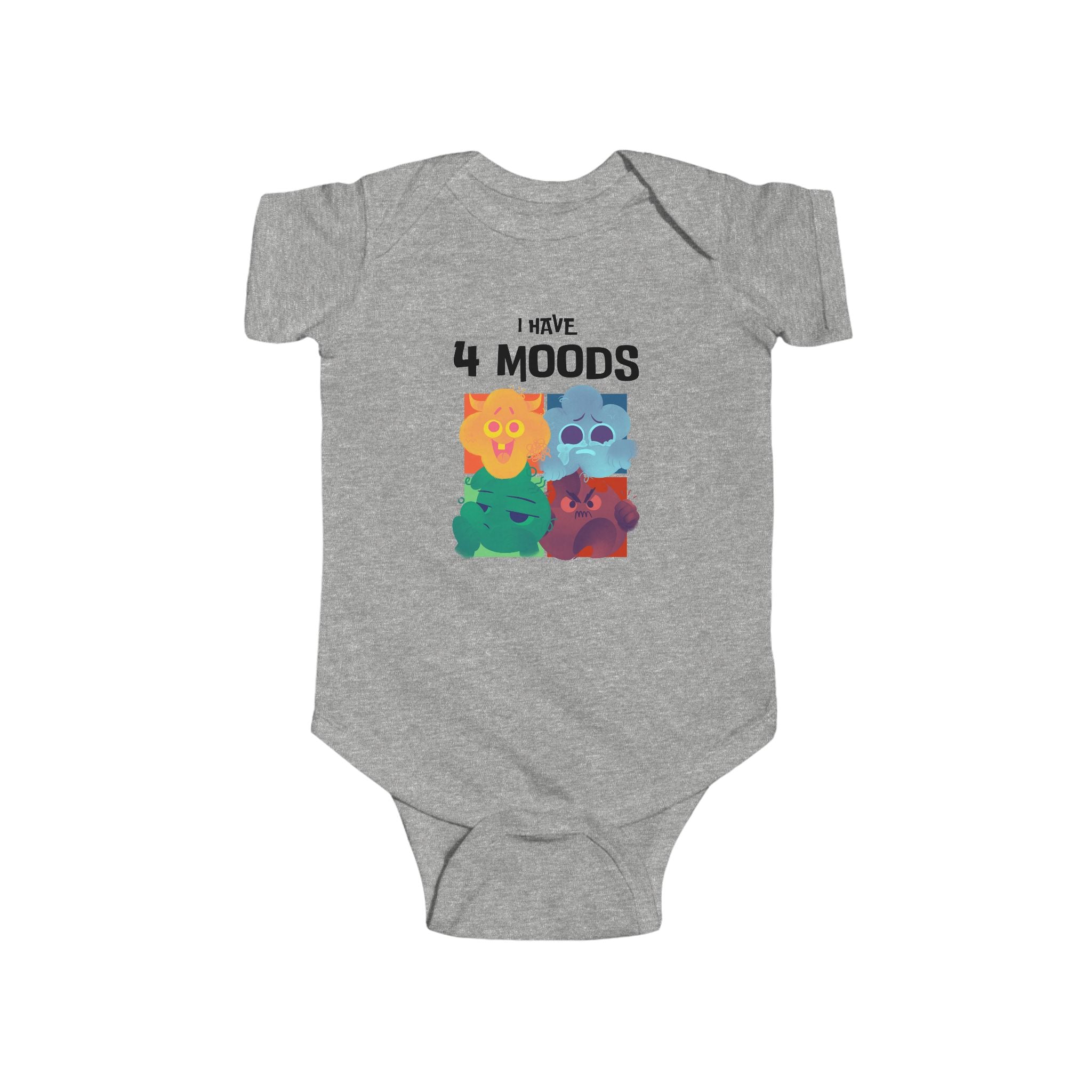 "I Have 4 Moods" Funny Infant Bodysuit, Cute Designs, Gift for Baby, Comfortable, Baby Shower Gift, Newborn Outfit, Baby Clothing