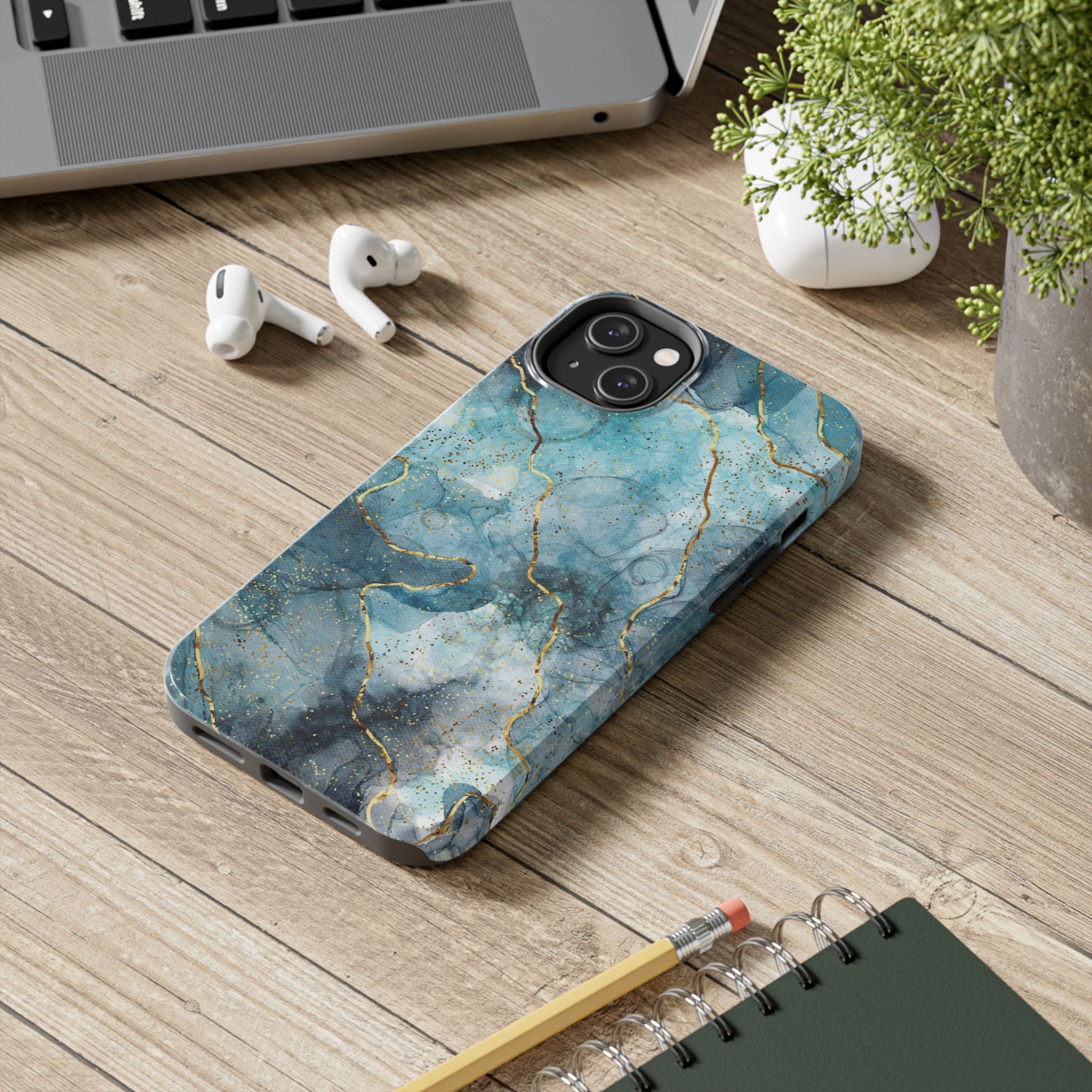 Blue Gold Marble, Elegant Phone Cases, Stylish Phone Covers, Chic Phone Protectors, Fashionable Case for Her, Trendy Smartphone Accessories