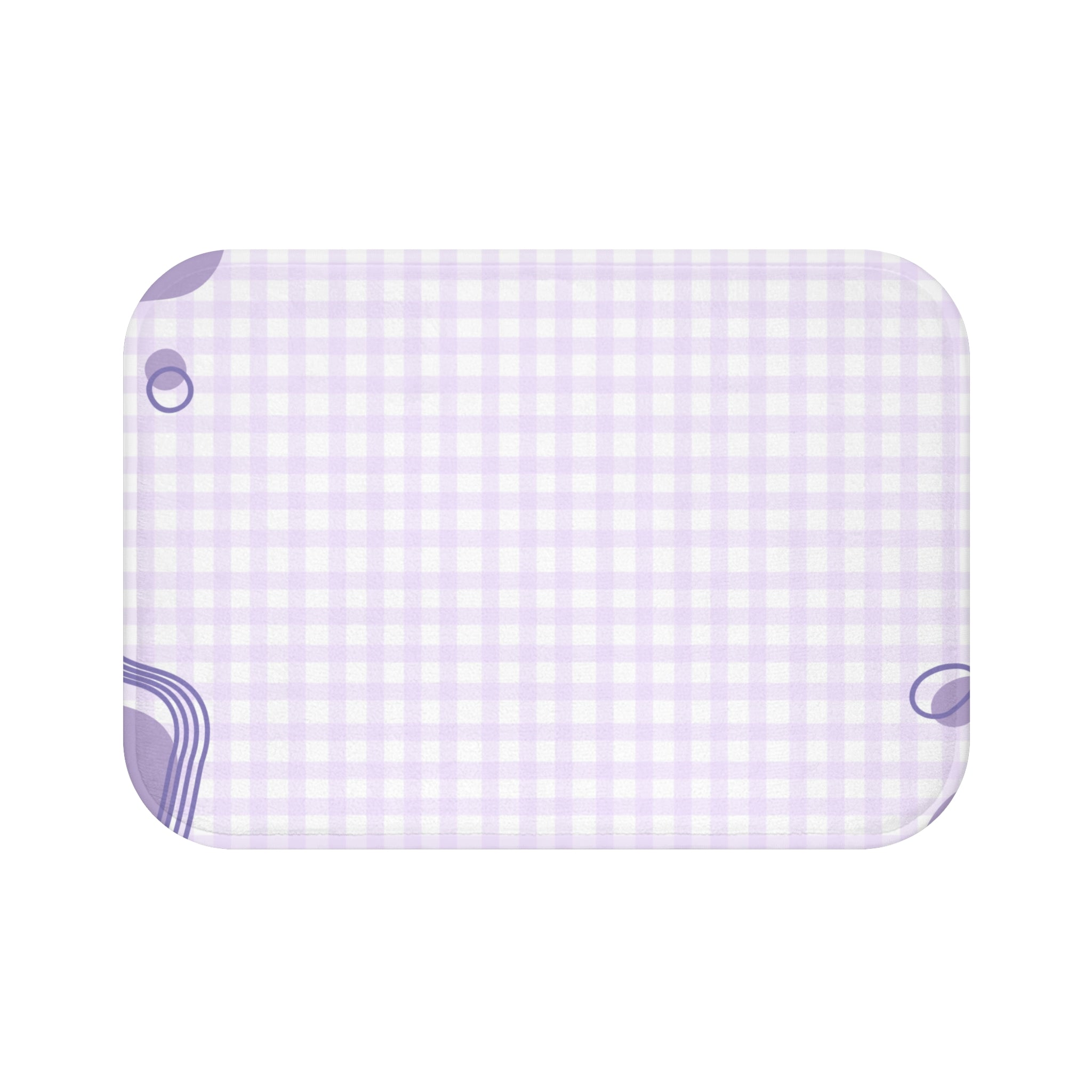 Purple Pattern Memory Foam Microfiber Bath Mat - Extra Soft Non-Slip Plush Rug, Machine Washable, Bathroom Floor, Tub & Shower