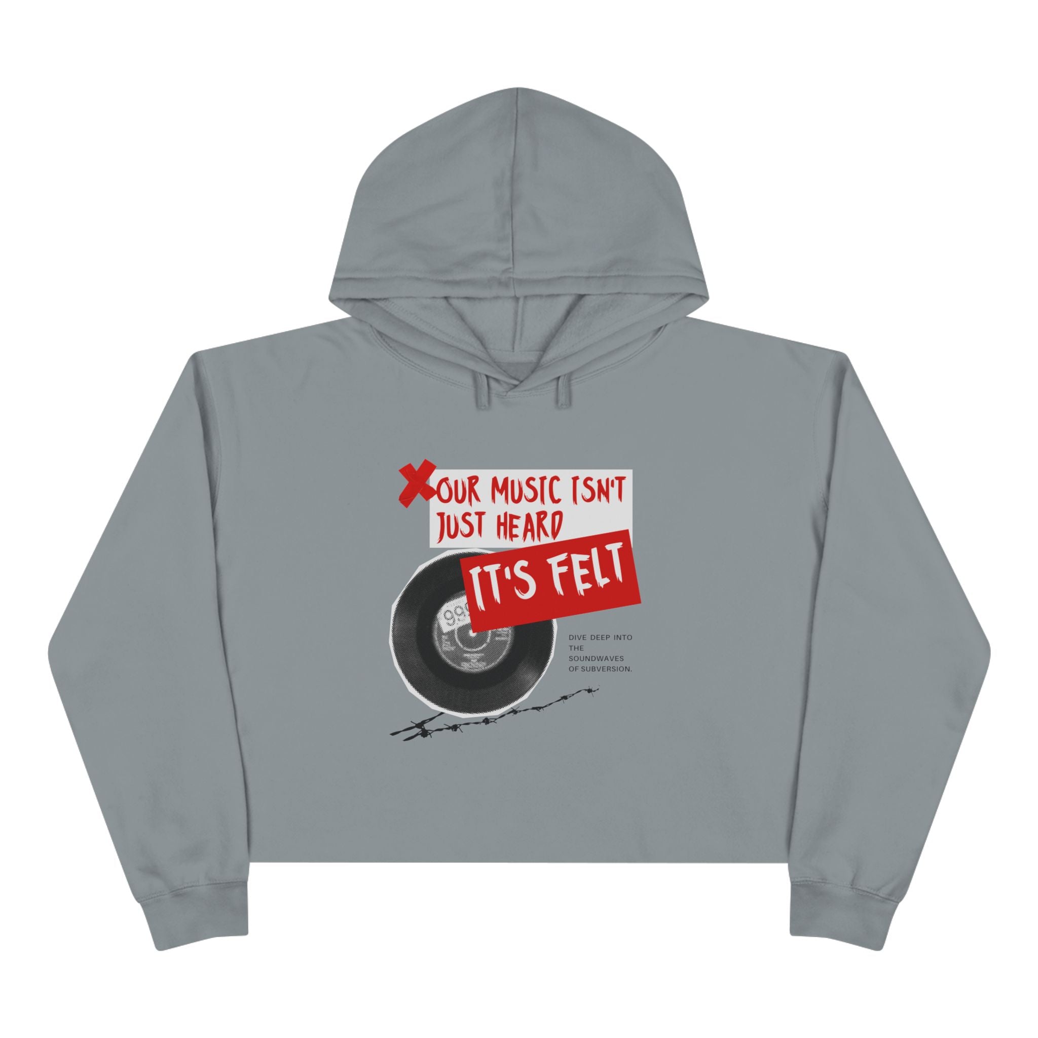 Grunge Music, Casual Hoodie, Women's Cropped Sweatshirt Fleece Pullover, Crop Hoodie for Women, Long Sleeve Crop Top, Cozy Cropped Hooded