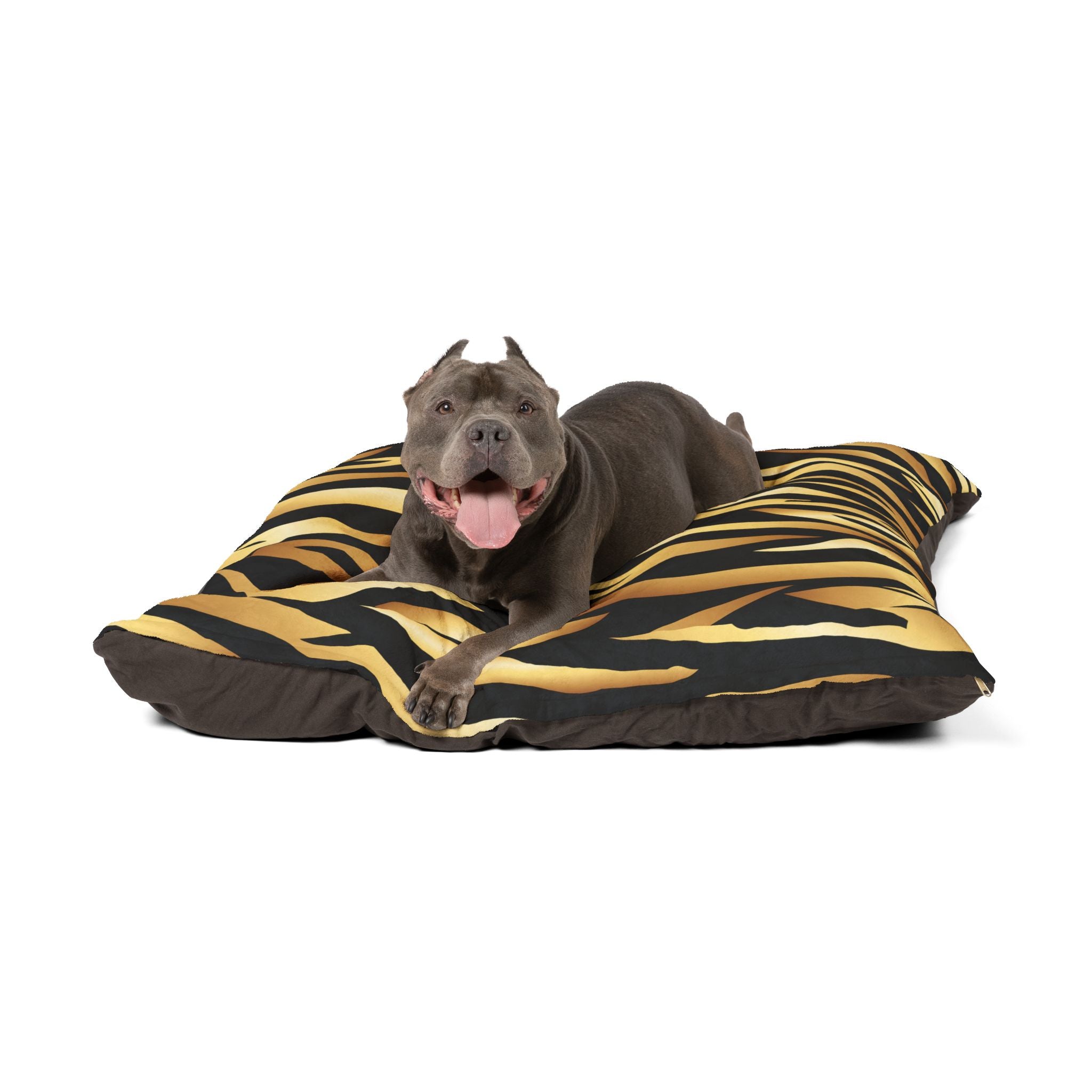 Black Gold Tiger Skin Pet Bed - Cat and Dog Bed, Anti-Anxiety Small Dog Bed, Calming Dog Bed for Puppy, Cozy Cat Bed, Fluffy Dog Beds for Small Dogs, Washable Puppy Bed for Indoor Pets