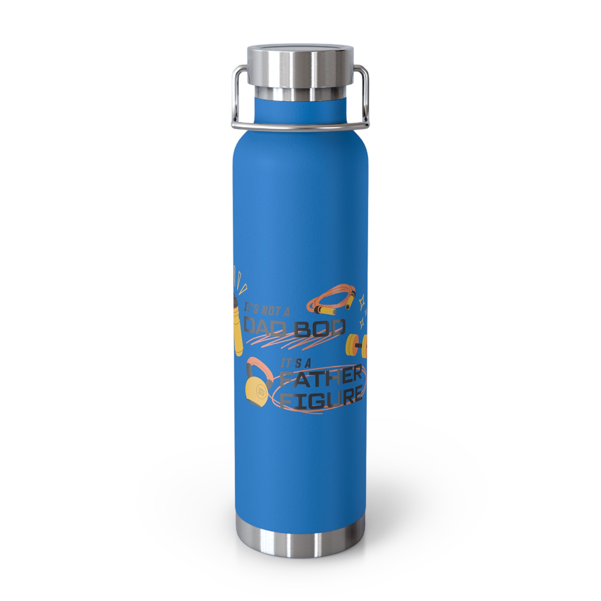 " I'ts Not Dad Bod, It's A Father Figure" Copper Water Bottle, Inspirational Quote, Gift Tumbler, 22oz, Motivational Drinkware, Stainless Steel Thermos