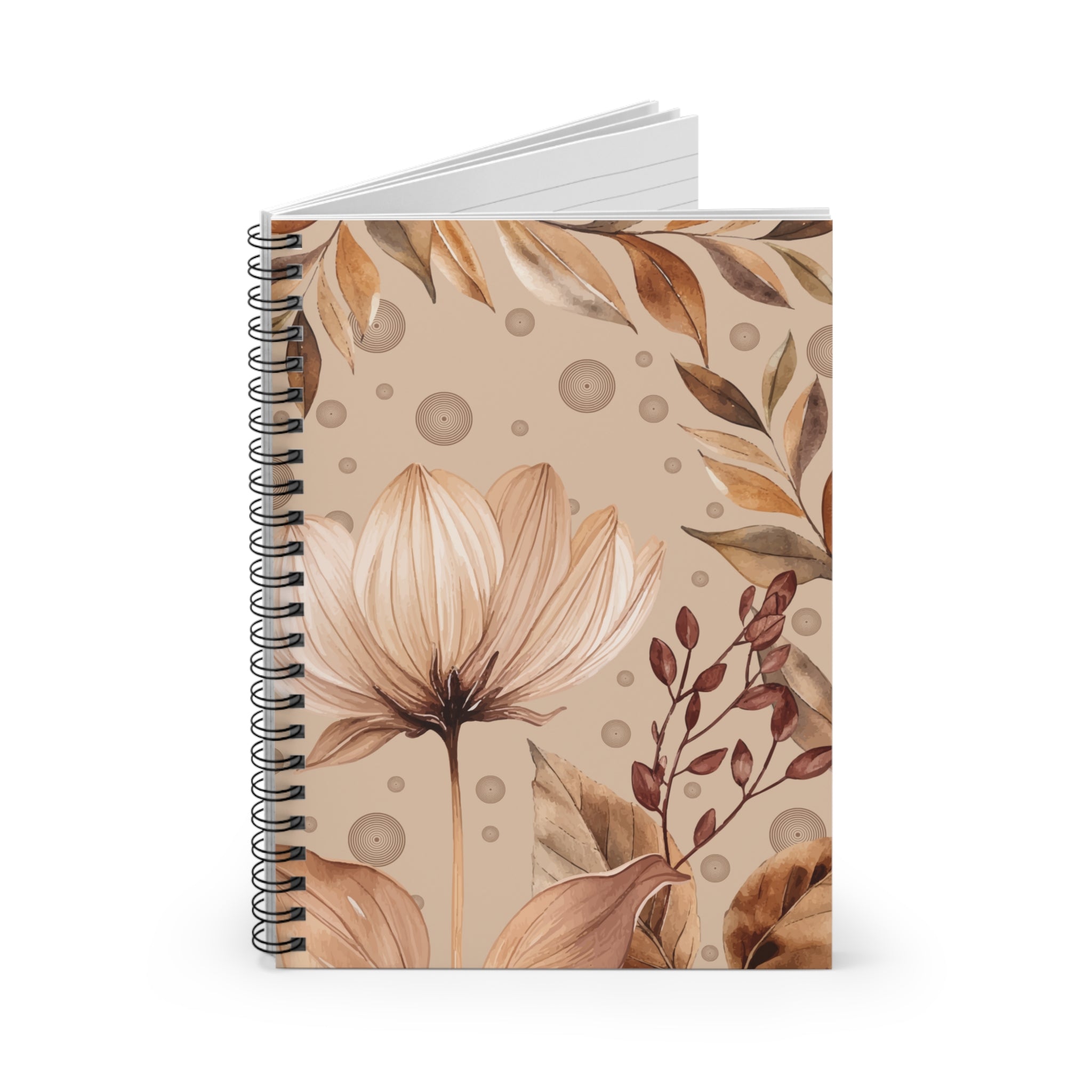 Brown Watercolor Cover Notebook, Spiral Notebook - Ruled Line, Notebook, Office Supplies, School Supplies