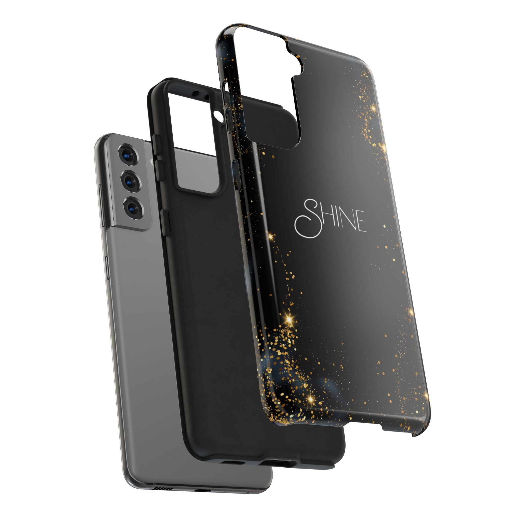 Black Shine Glitter, Elegant Phone Cases, Stylish Phone Covers, Chic Phone Protectors, Fashionable Case for Her, Trendy Smartphone Accessories