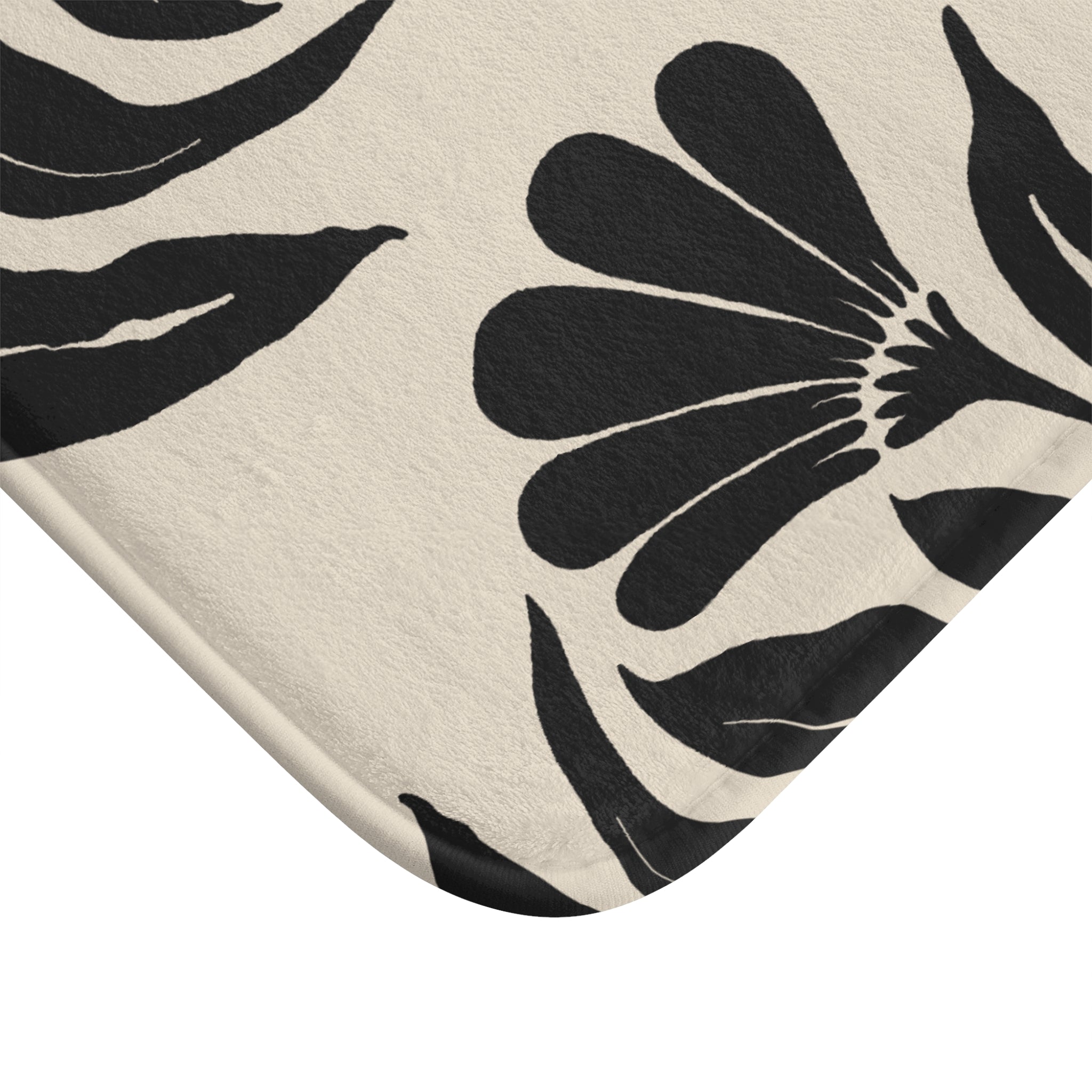 Black Cream Memory Foam Microfiber Bath Mat - Extra Soft Non-Slip Plush Rug, Machine Washable, Bathroom Floor, Tub & Shower