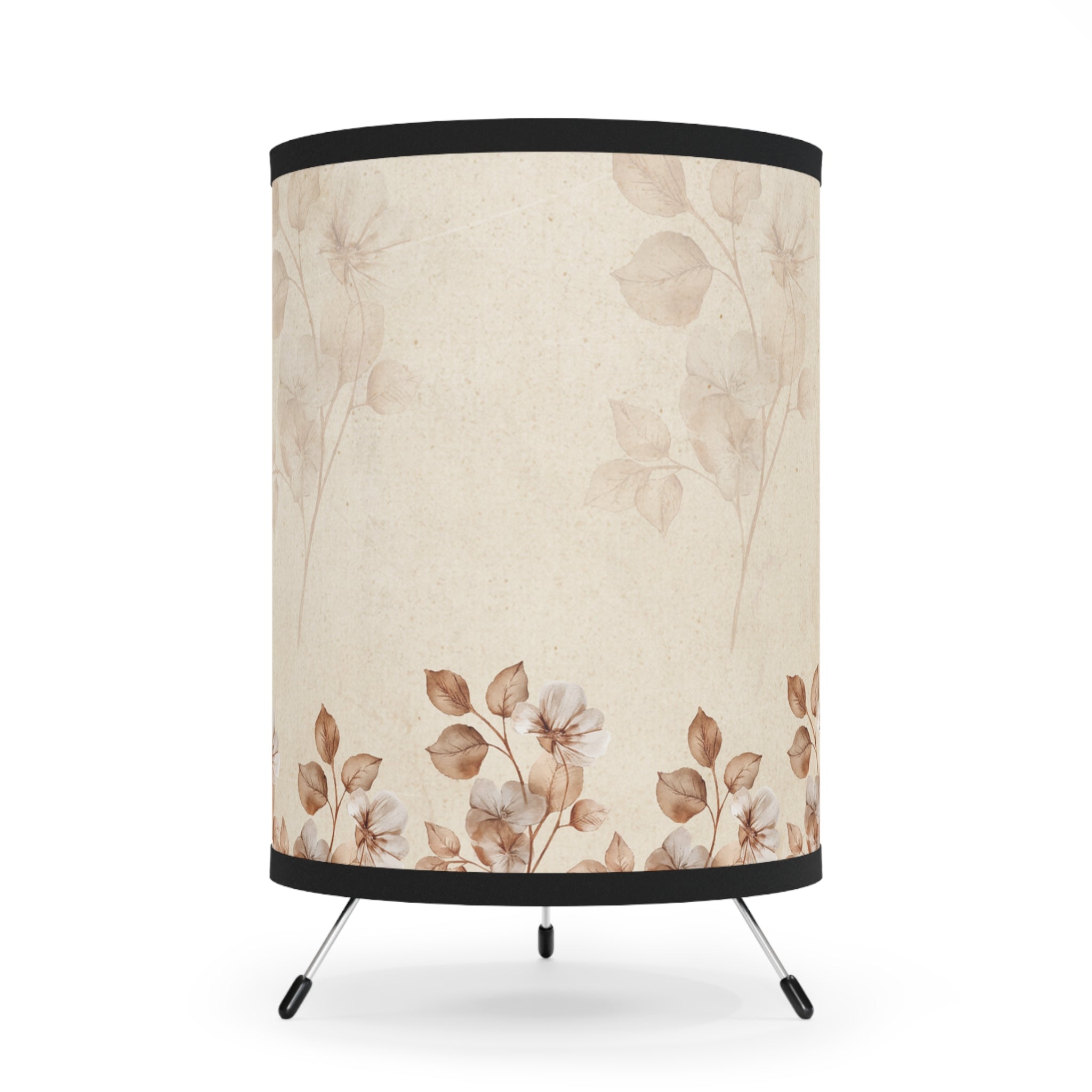 Beige Brown Vintage Floral Lamp, Desk Lamp for Bedroom, Living Room, Modern Style, Floral Bedside Lamp, Home Decor