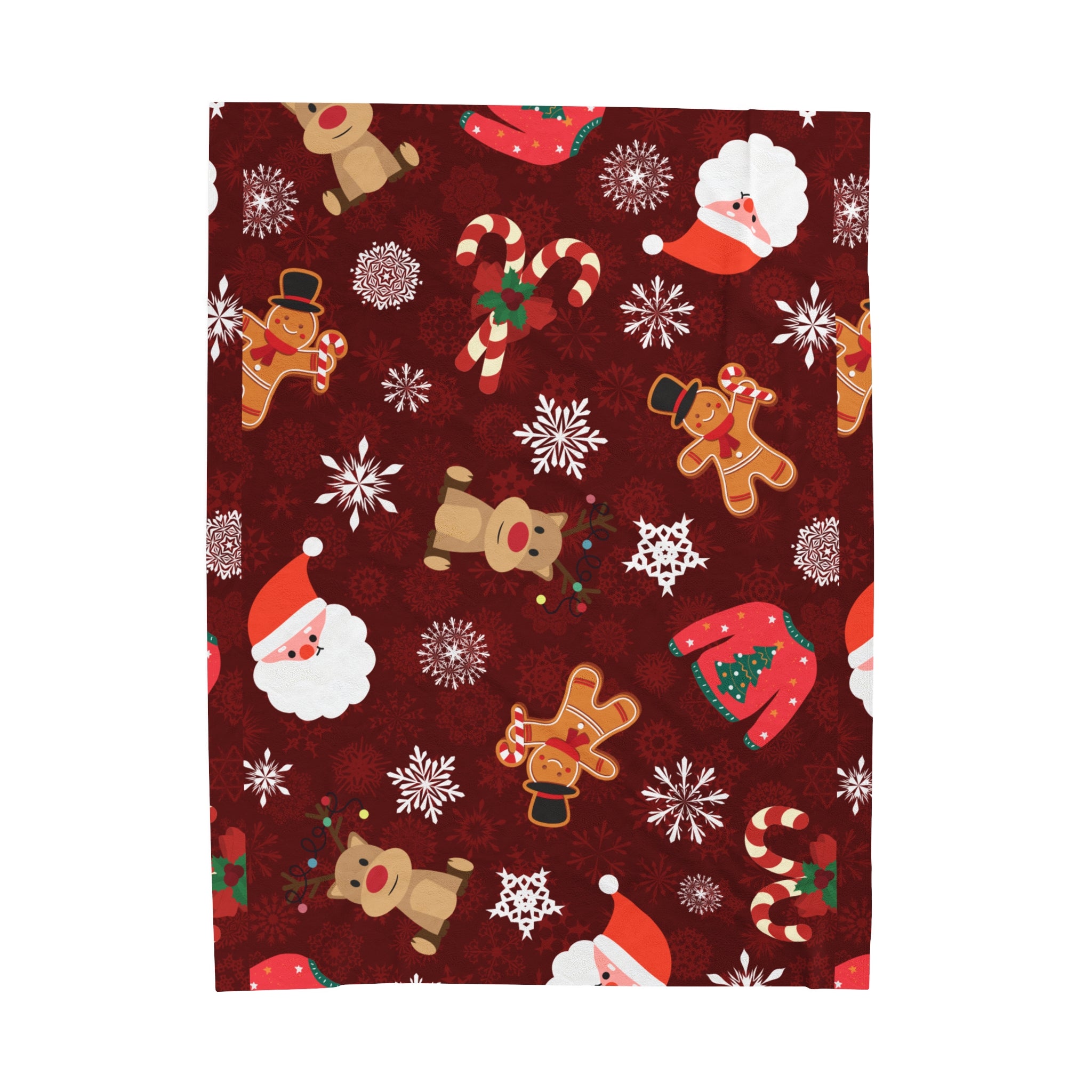 Red And White Merry Christmas Holiday Design Velveteen Plush Blanket, Gift for Boys and Girls, Cozy Throw Blanket, Children's Bedroom Decor, Nursery Bedding