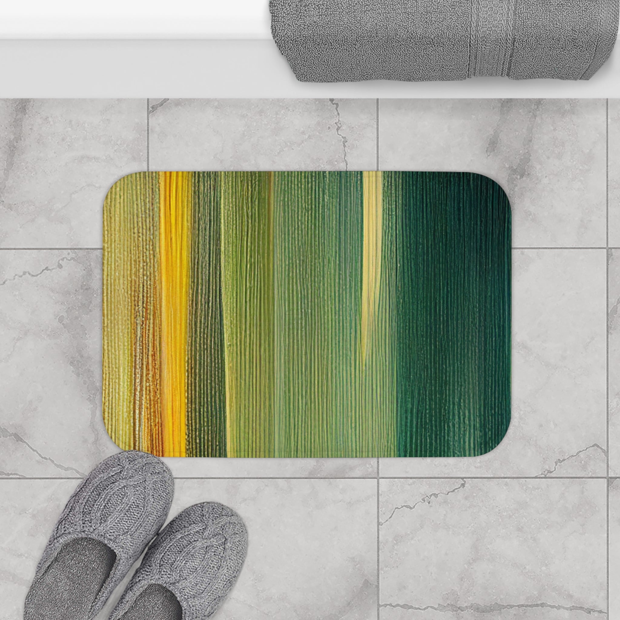 Green Memory Foam Microfiber Bath Mat - Extra Soft Non-Slip Plush Shaggy Rug, Machine Washable, Bathroom Floor, Tub & Shower