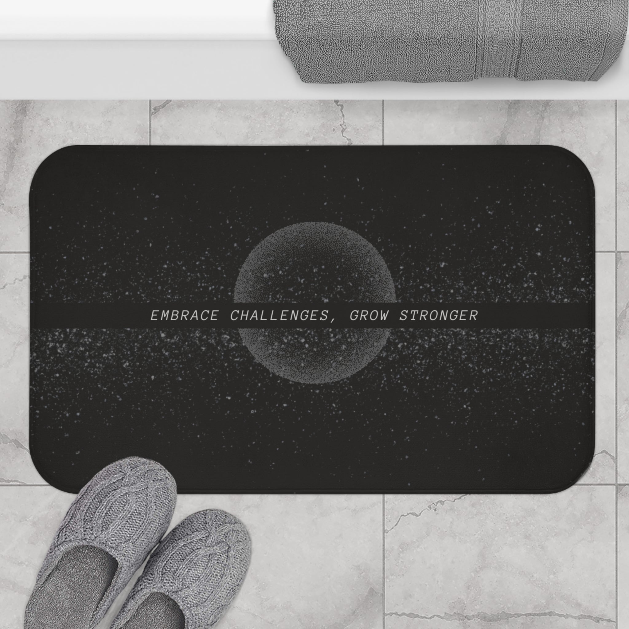 Black Moon Memory Foam Microfiber Bath Mat - Extra Soft Non-Slip Plush Rug, Machine Washable, Bathroom Floor, Tub & Shower