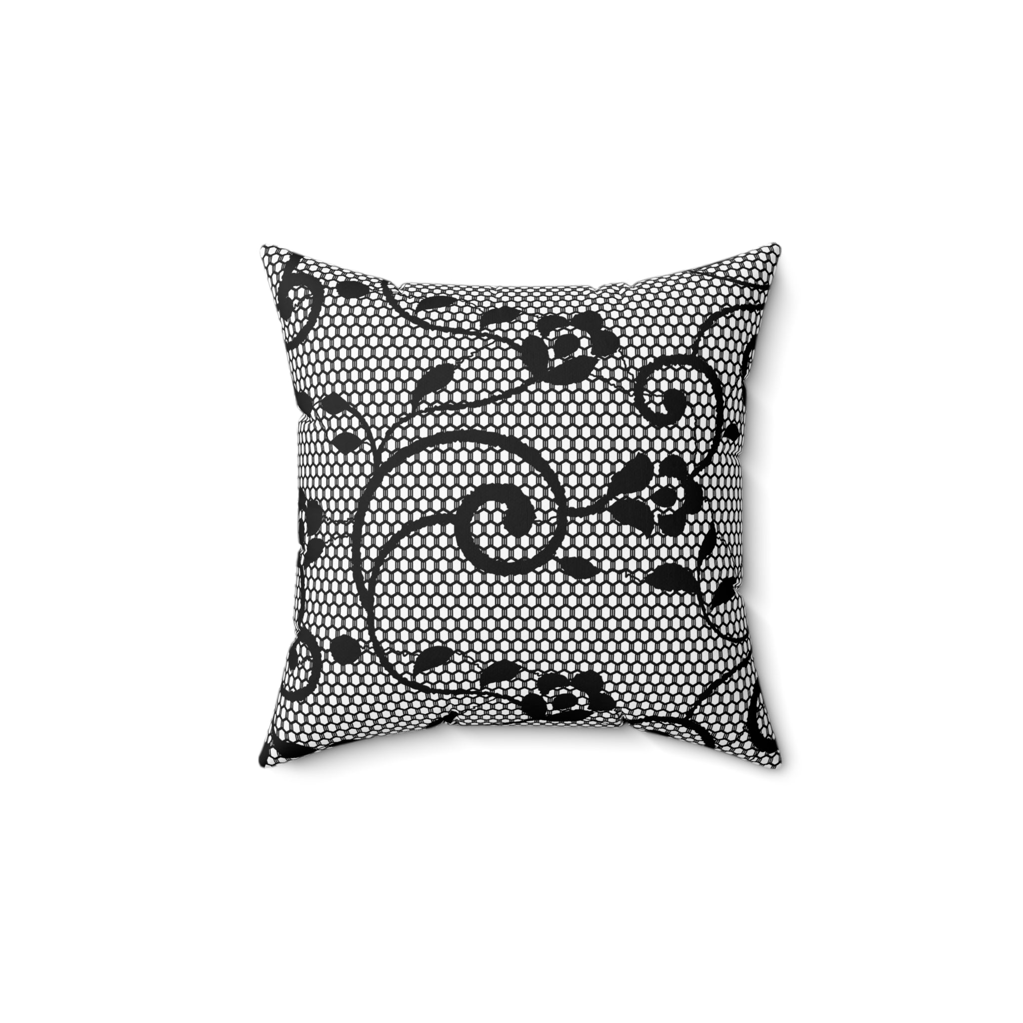 Black Floral Elegant Vintage Pattern Print Pillow Covers, Decorative Couch Sofa Accent Pillows, Living Room Spun Polyester Square Pillow
