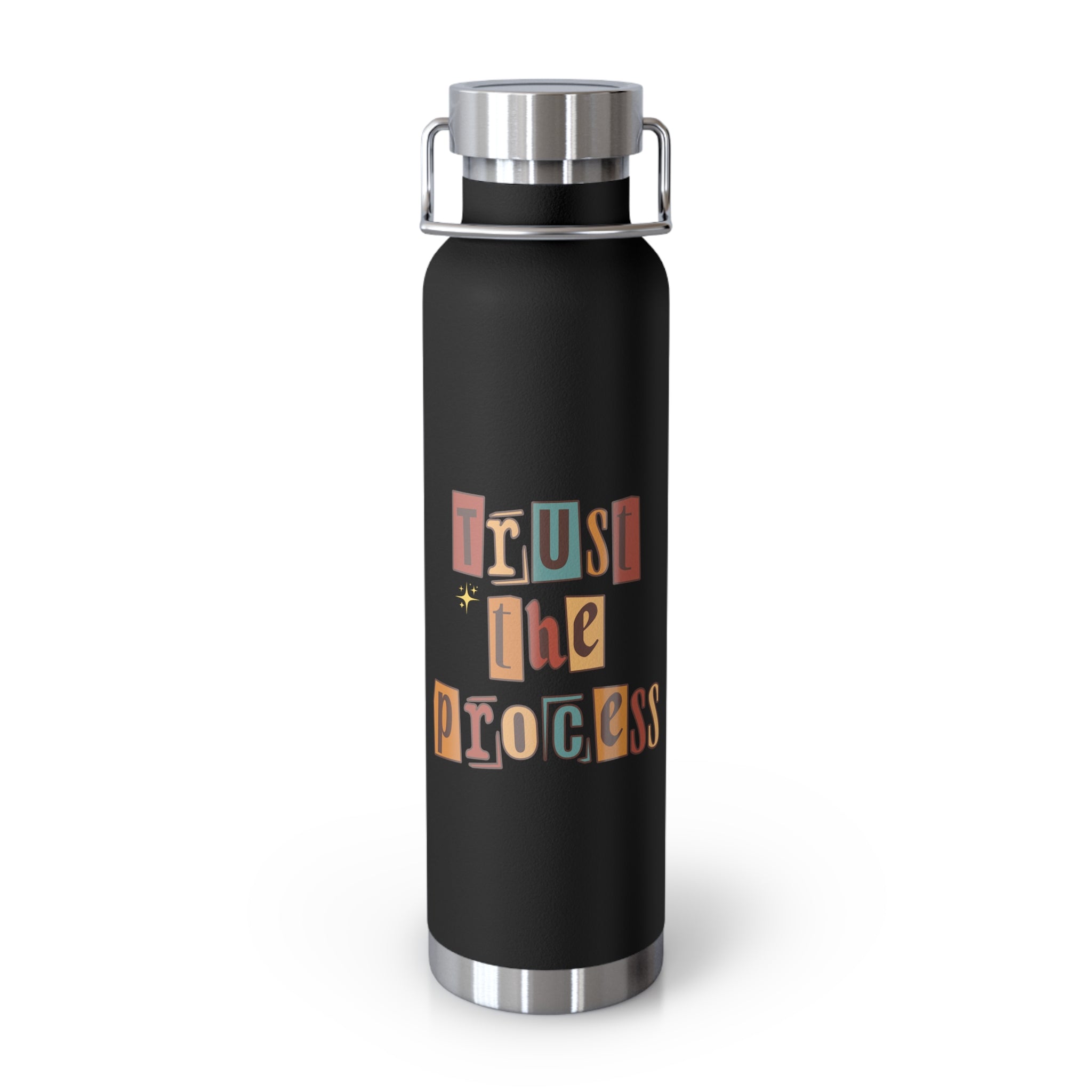 Trust The Process Copper Water Bottle, Inspirational Quote, Gift Tumbler, 22oz, Motivational Drinkware, Stainless Steel Thermos