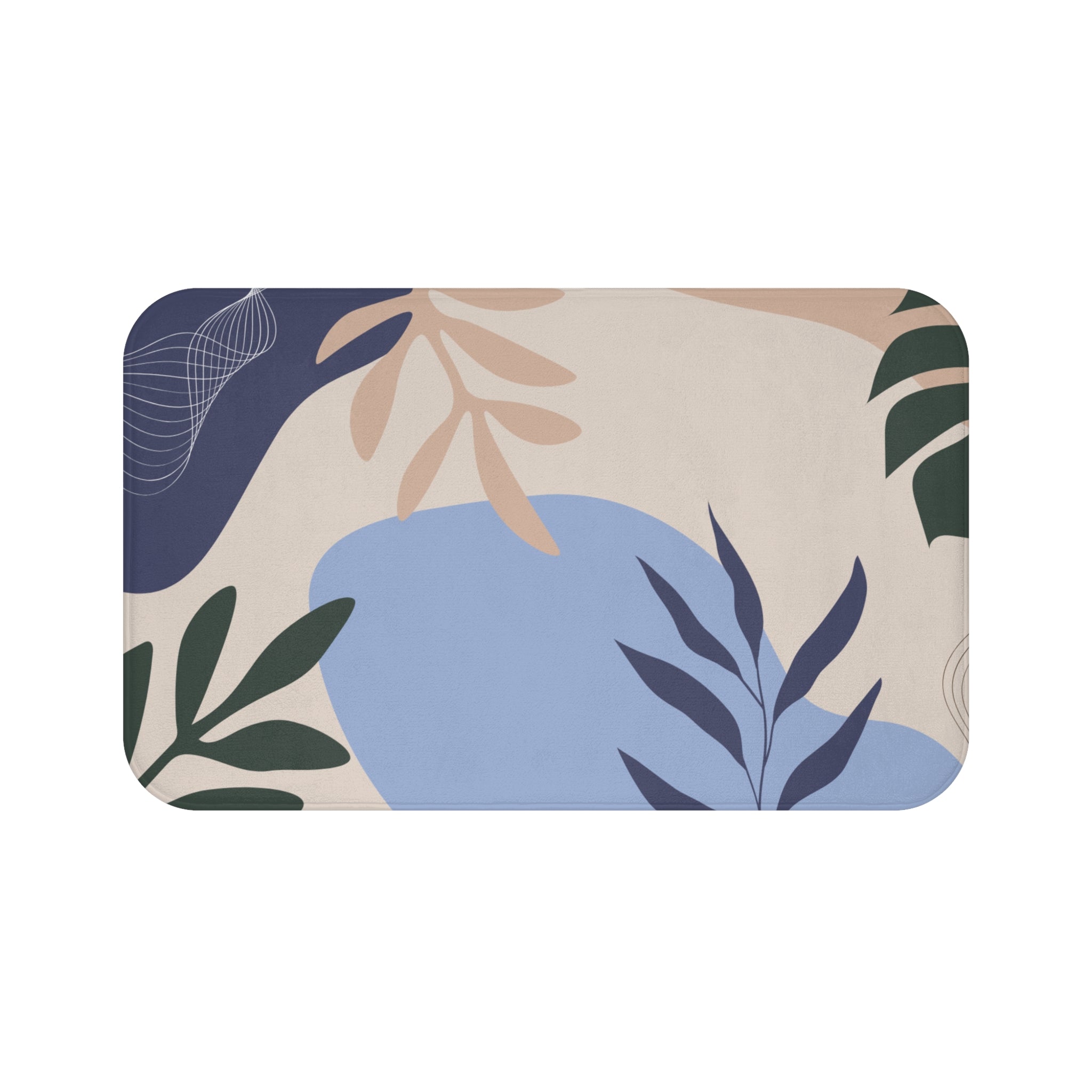 Brown Blue Memory Foam Microfiber Bath Mat - Extra Soft Non-Slip Plush Rug, Machine Washable, Bathroom Floor, Tub & Shower