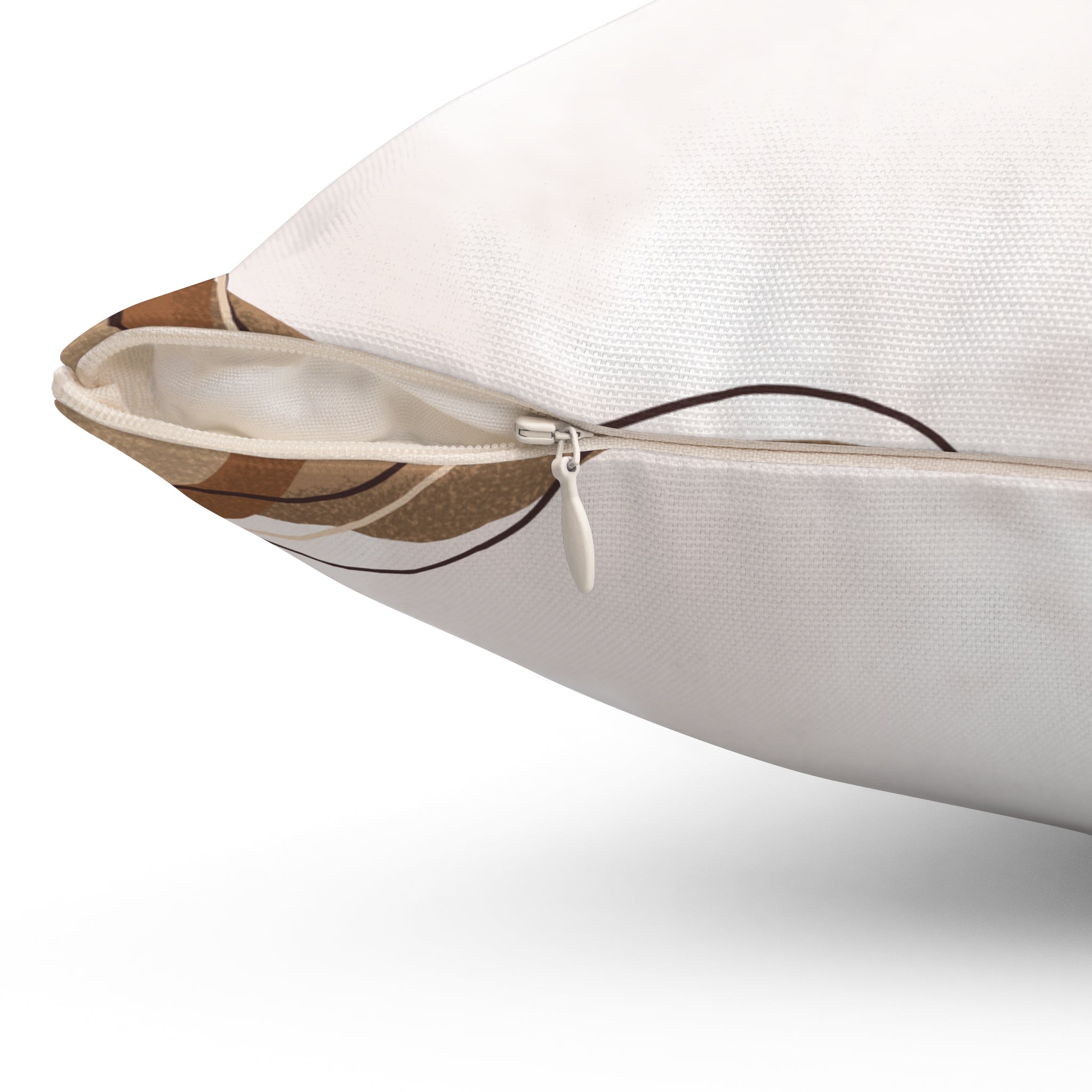 Beige and Brown Aesthetic Abstract Print Pillow Covers, Decorative Couch Sofa Accent Pillows, Living Room Spun Polyester Square Pillow