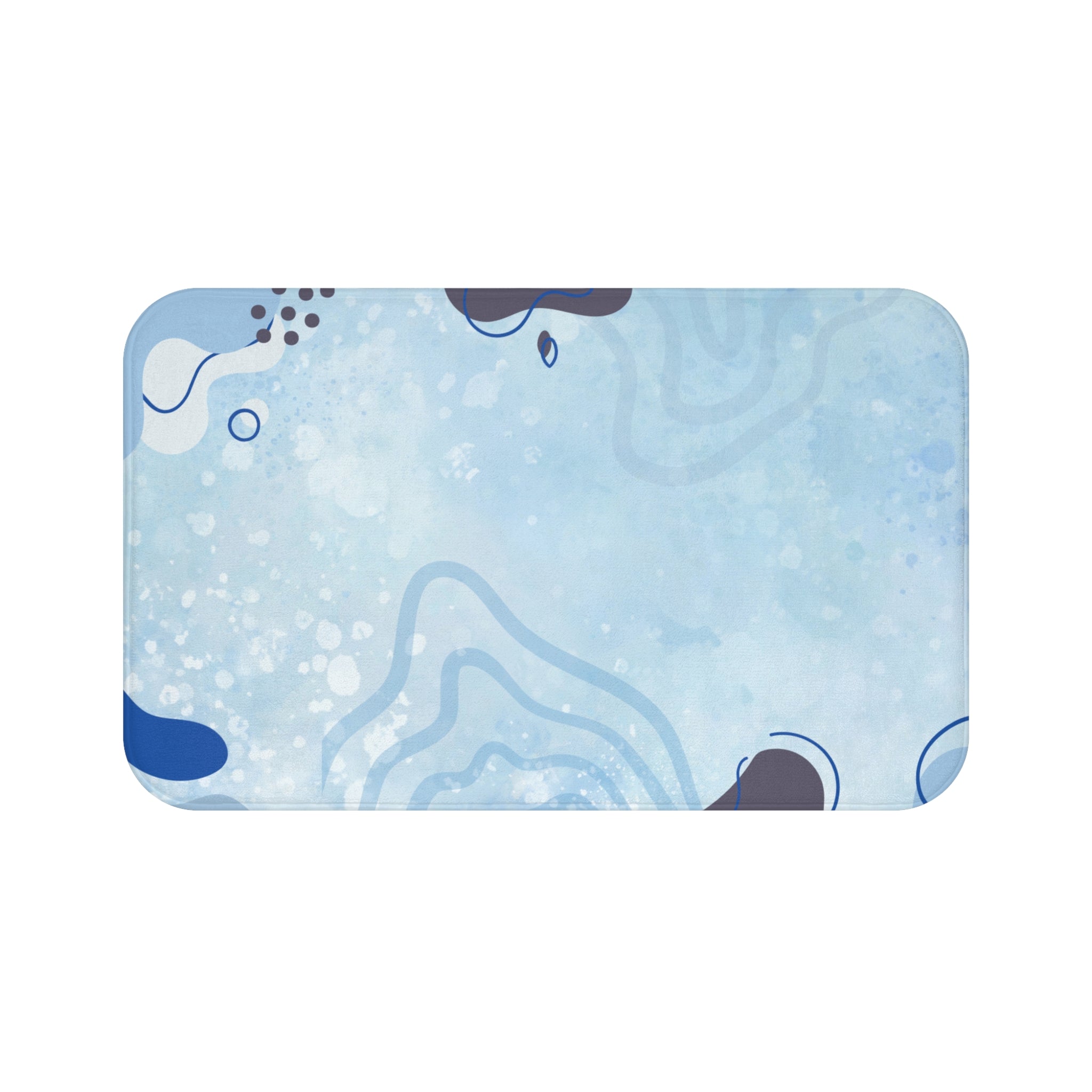 Blue Memory Foam Microfiber Bath Mat - Extra Soft Non-Slip Plush Rug, Machine Washable, Bathroom Floor, Tub & Shower