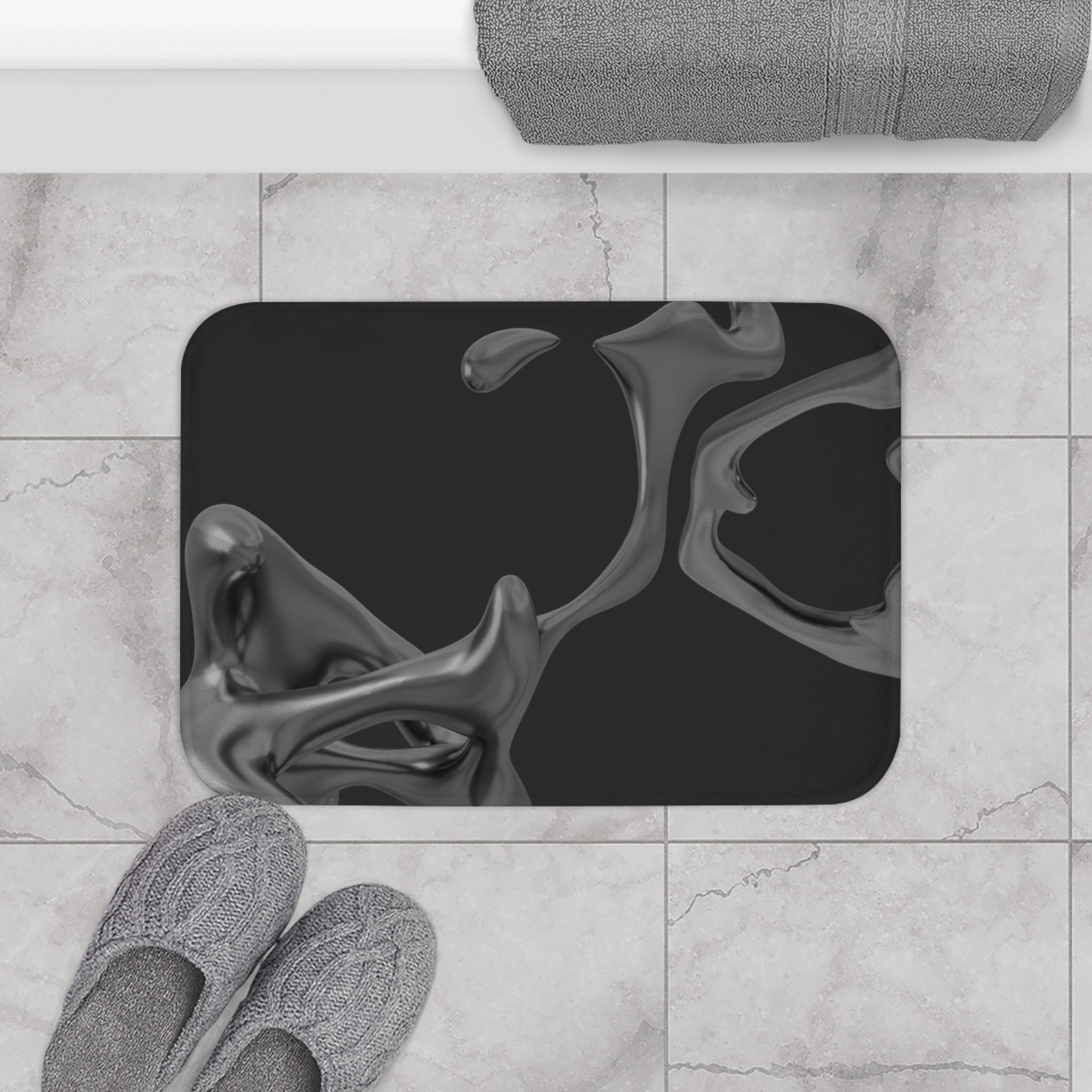 Charcoal Black Memory Foam Microfiber Bath Mat - Extra Soft Non-Slip Plush Rug, Machine Washable, Bathroom Floor, Tub & Shower