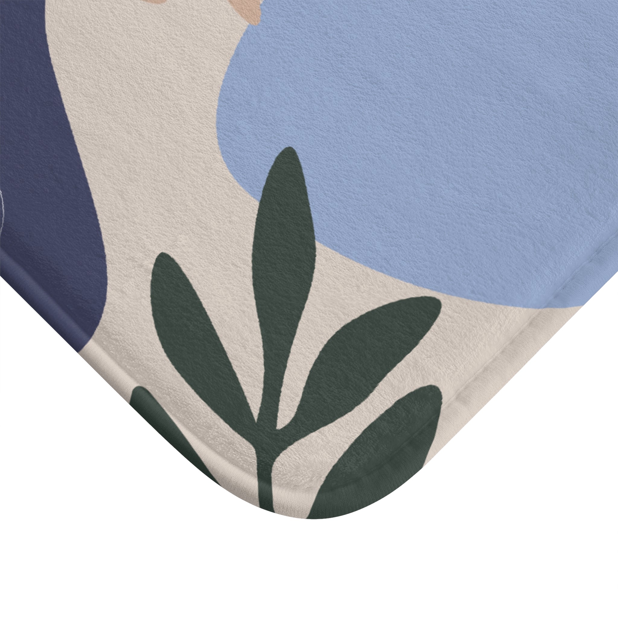 Brown Blue Memory Foam Microfiber Bath Mat - Extra Soft Non-Slip Plush Rug, Machine Washable, Bathroom Floor, Tub & Shower