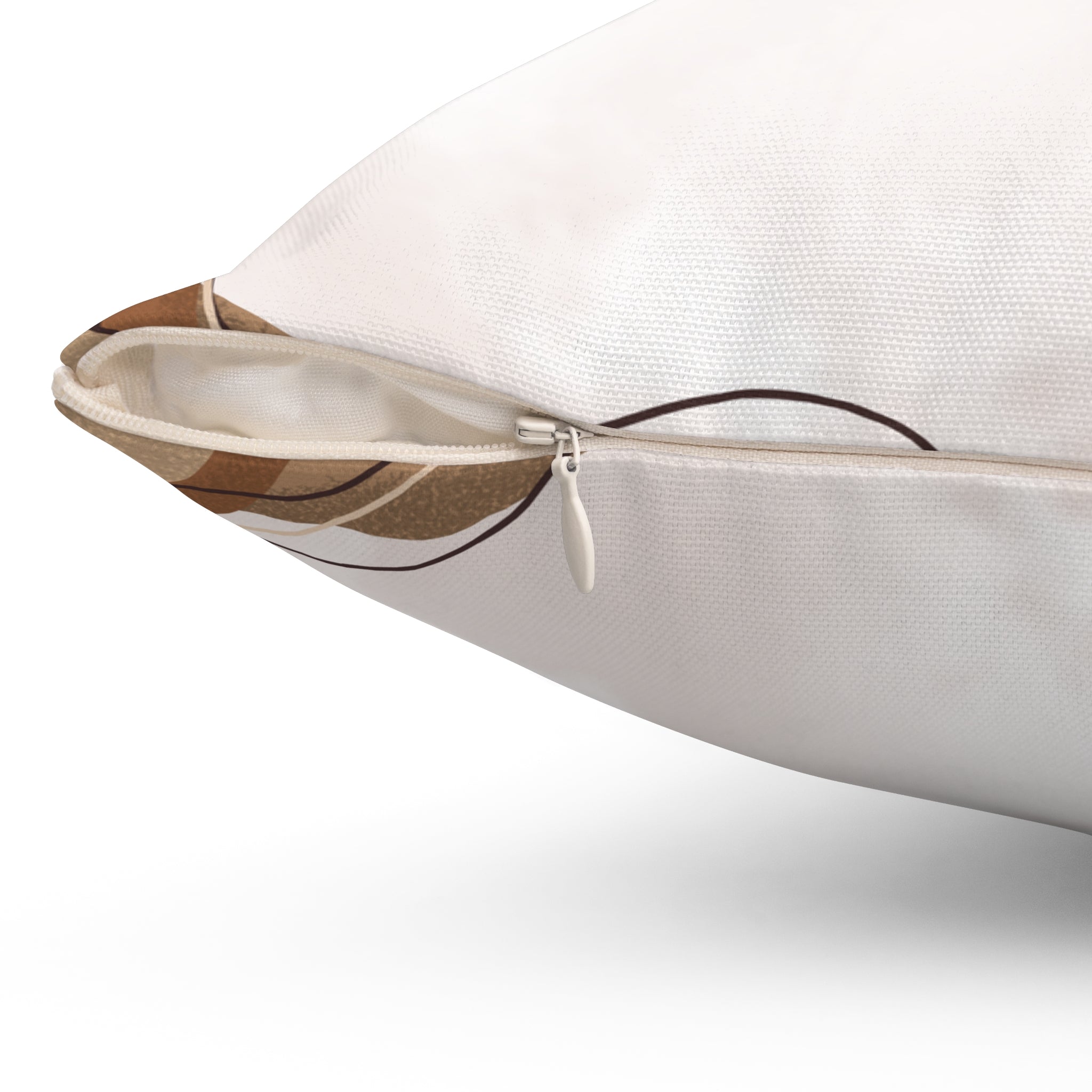 Beige and Brown Aesthetic Abstract Print Pillow Covers, Decorative Couch Sofa Accent Pillows, Living Room Spun Polyester Square Pillow