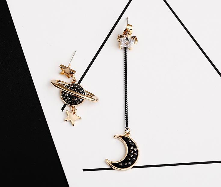 The Moon and Stars Dangling Earrings