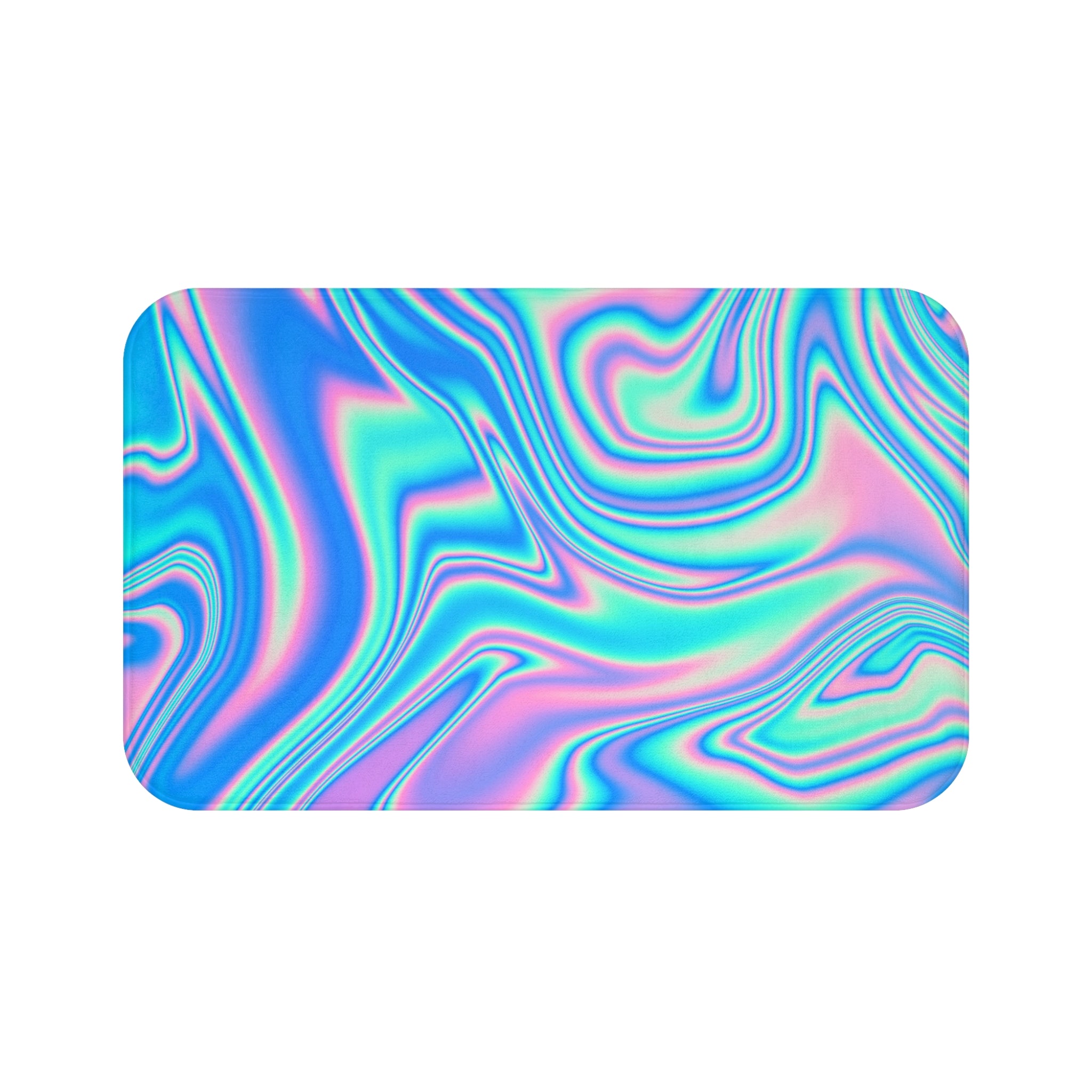 Blue Gradient Memory Foam Microfiber Bath Mat - Extra Soft Non-Slip Plush Rug, Machine Washable, Bathroom Floor, Tub & Shower