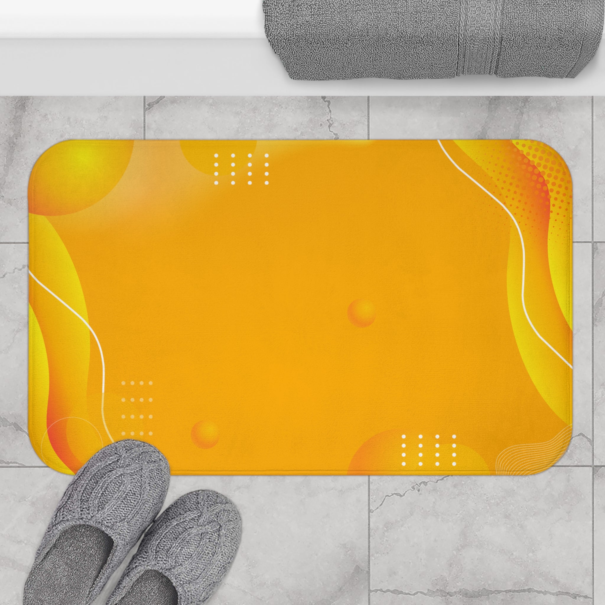 Yellow Memory Foam Microfiber Bath Mat - Extra Soft Non-Slip Plush Rug, Machine Washable, Bathroom Floor, Tub & Shower