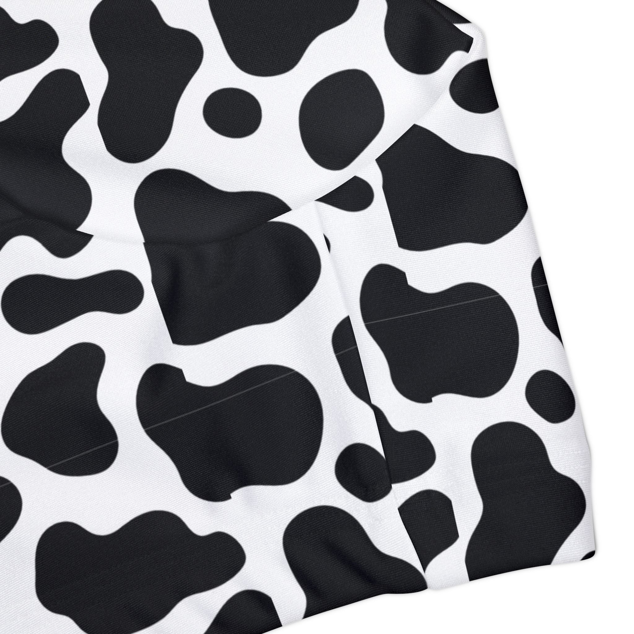 Black Cow Print Swimsuit Set, Animal Pattern Two Piece Bathing Suit, Cute Girls Swimwear, Summer Beach Outfit, Kids Swim Set