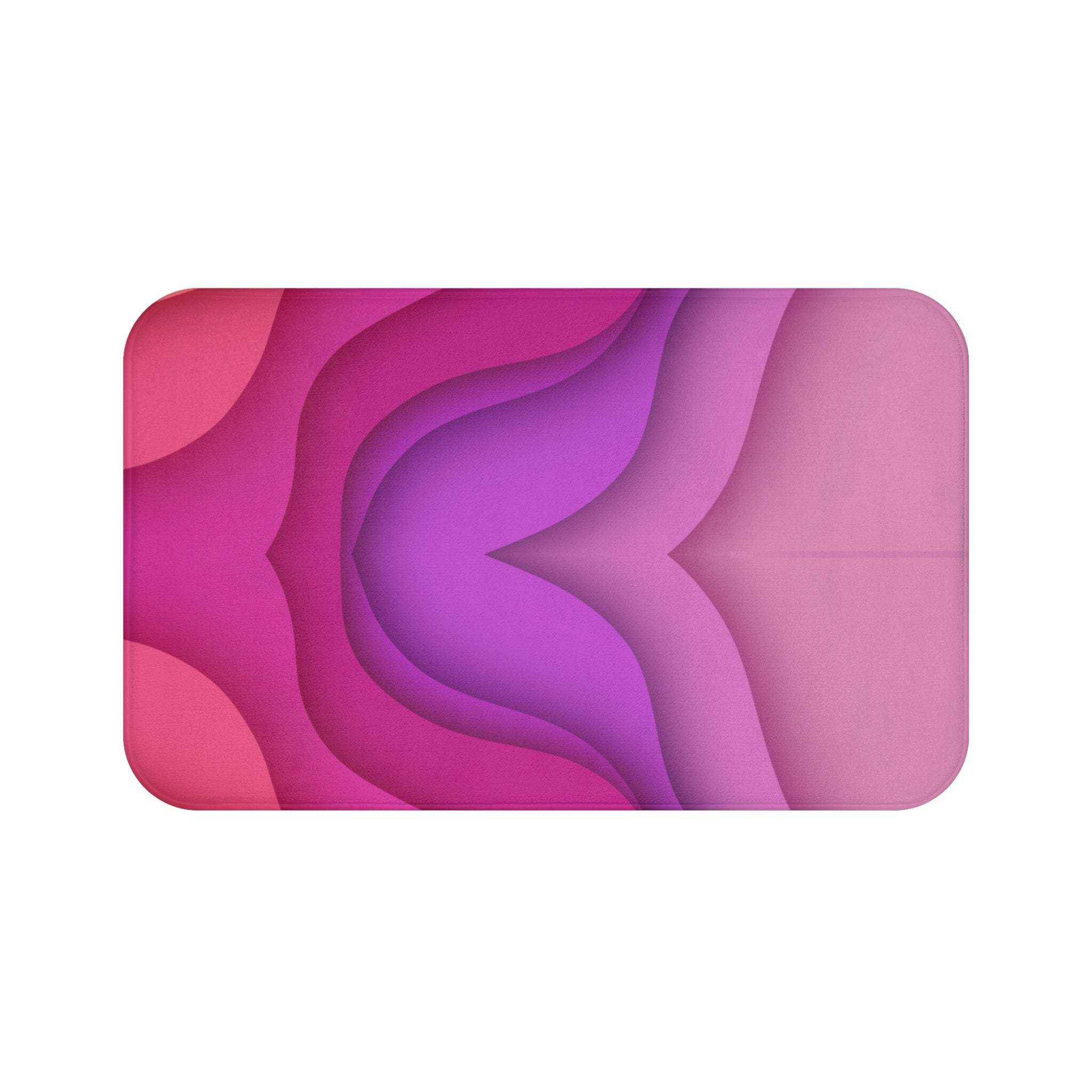 Pink Gradient Memory Foam Microfiber Bath Mat - Extra Soft Non-Slip Plush Rug, Machine Washable, Bathroom Floor, Tub & Shower