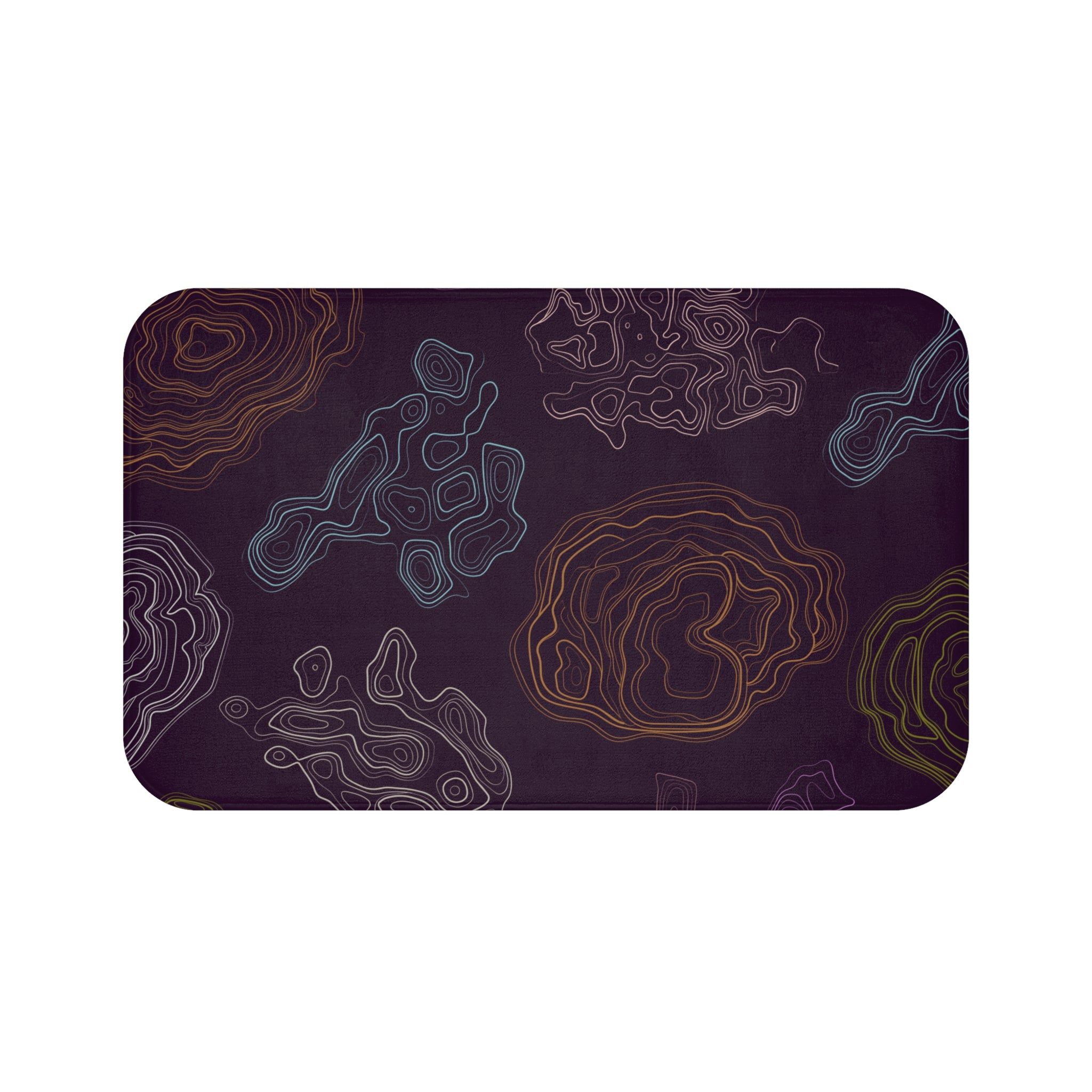 Beige Purple Memory Foam Microfiber Bath Mat - Extra Soft Non-Slip Plush Rug, Machine Washable, Bathroom Floor, Tub & Shower