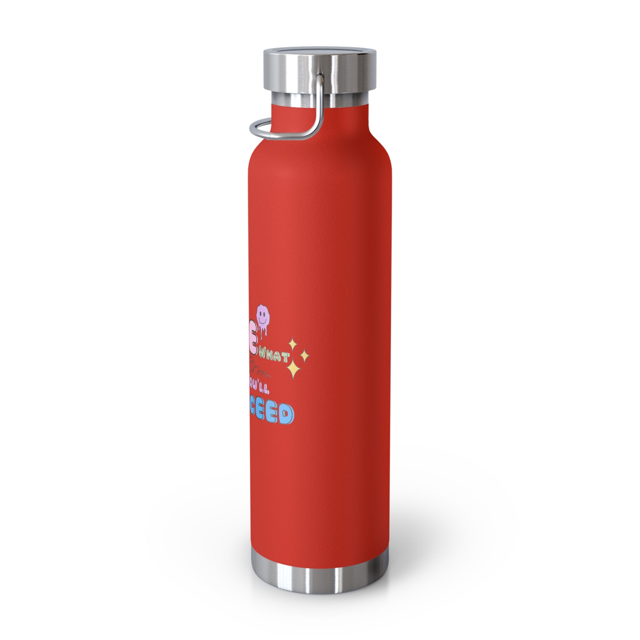 "Love What You Do and You'll Succeed " Copper Water Bottle, Inspirational Quote, Gift Tumbler, 22oz, Motivational Drinkware, Stainless Steel Thermos