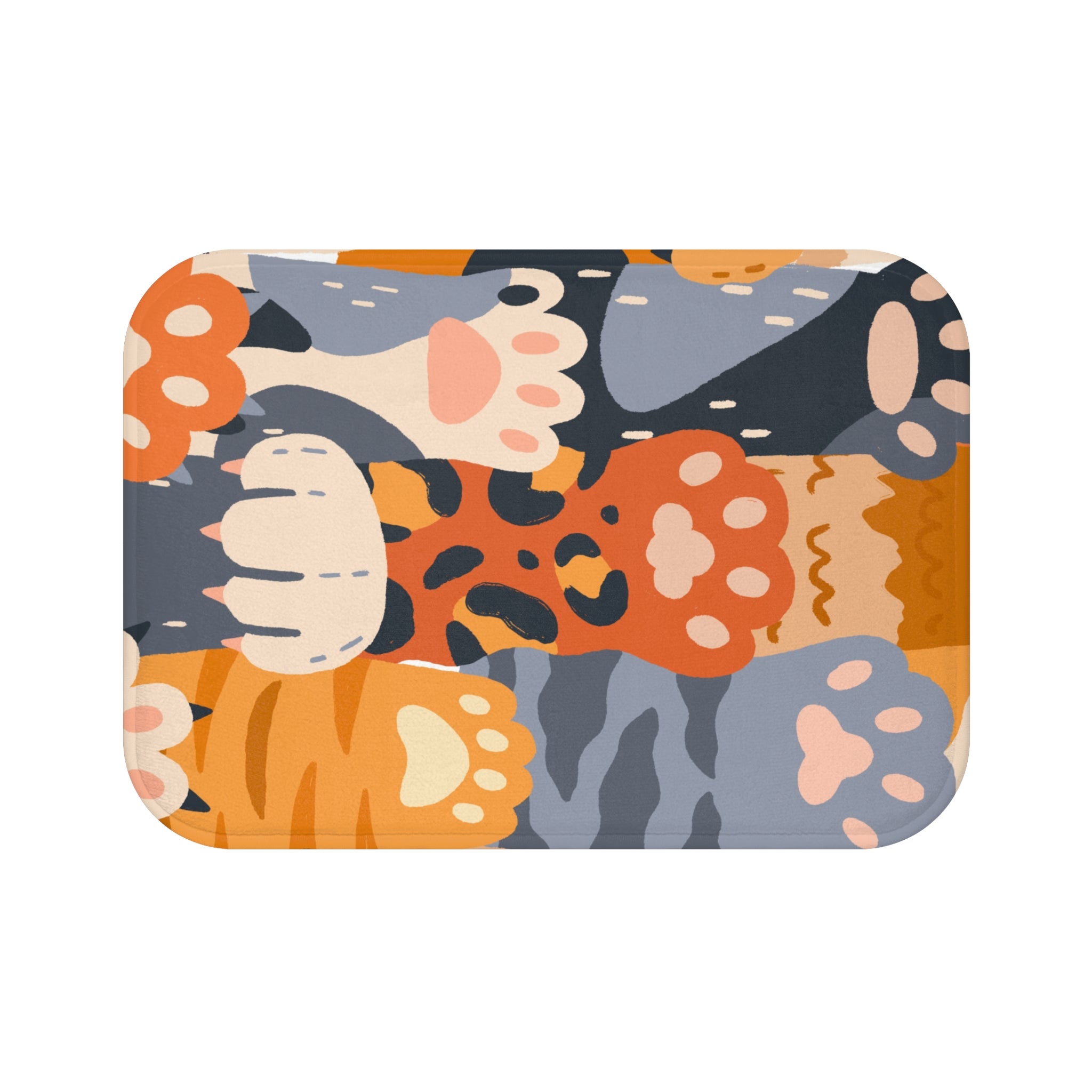 Paw Print Memory Foam Microfiber Bath Mat - Extra Soft Non-Slip Plush Rug, Machine Washable, Bathroom Floor, Tub & Shower