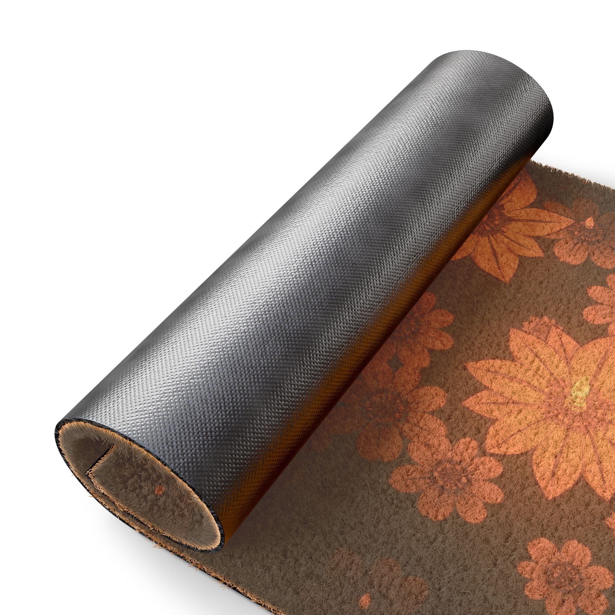 Warm Candlelight Flower Pattern Design, Coir Doormat, Welcome Mat for Front Door Decor, Floor Mats with Non-Slip Backing, Home Office