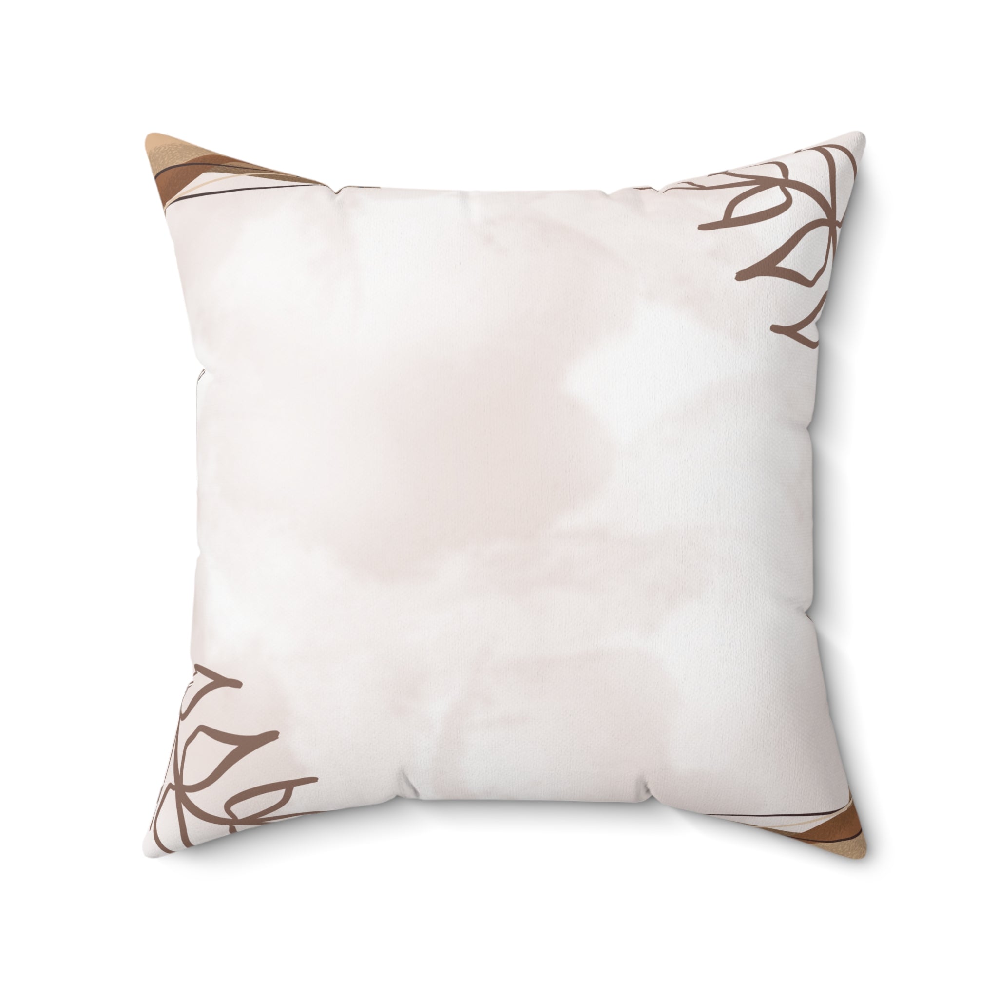 Beige and Brown Aesthetic Abstract Print Pillow Covers, Decorative Couch Sofa Accent Pillows, Living Room Spun Polyester Square Pillow