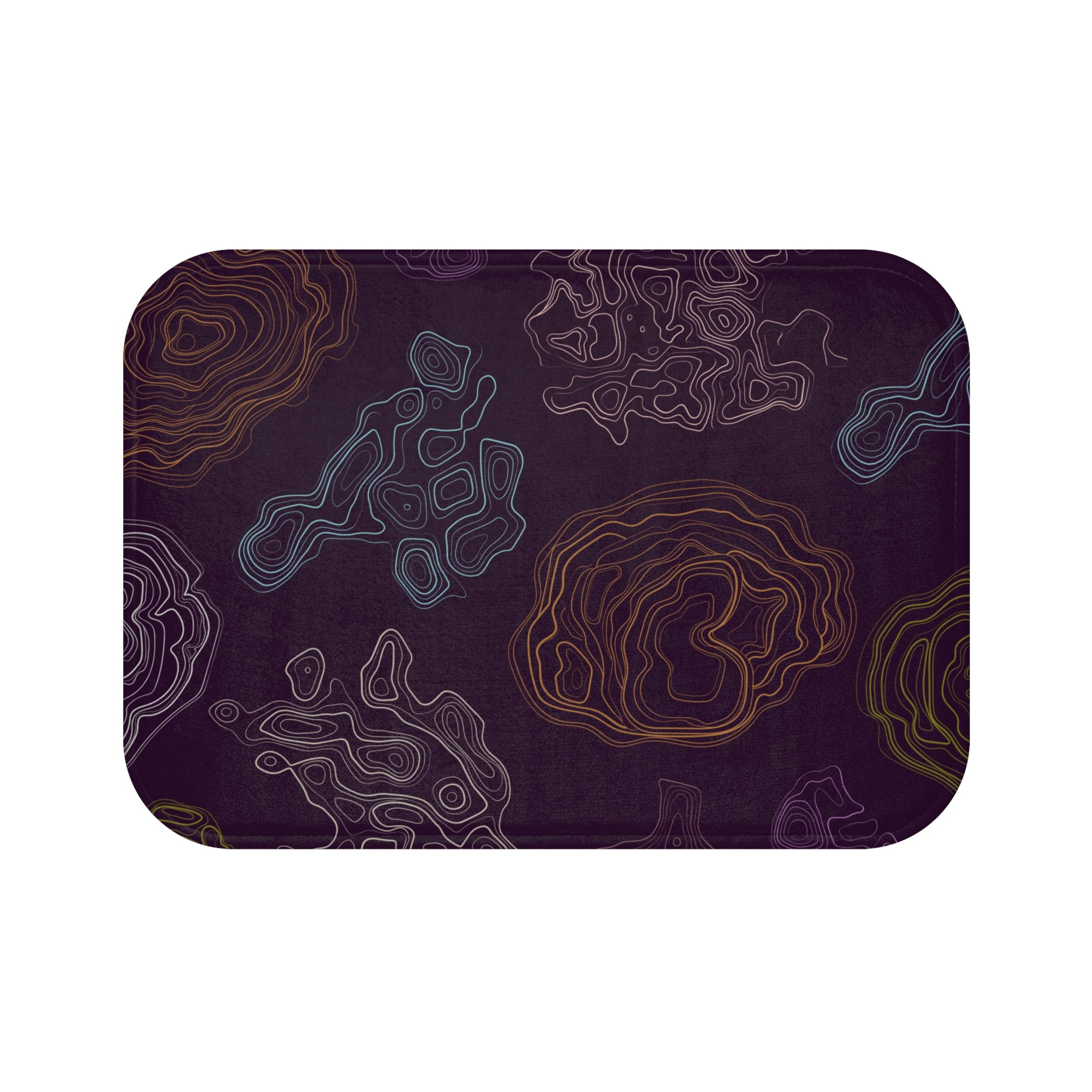 Beige Purple Memory Foam Microfiber Bath Mat - Extra Soft Non-Slip Plush Rug, Machine Washable, Bathroom Floor, Tub & Shower