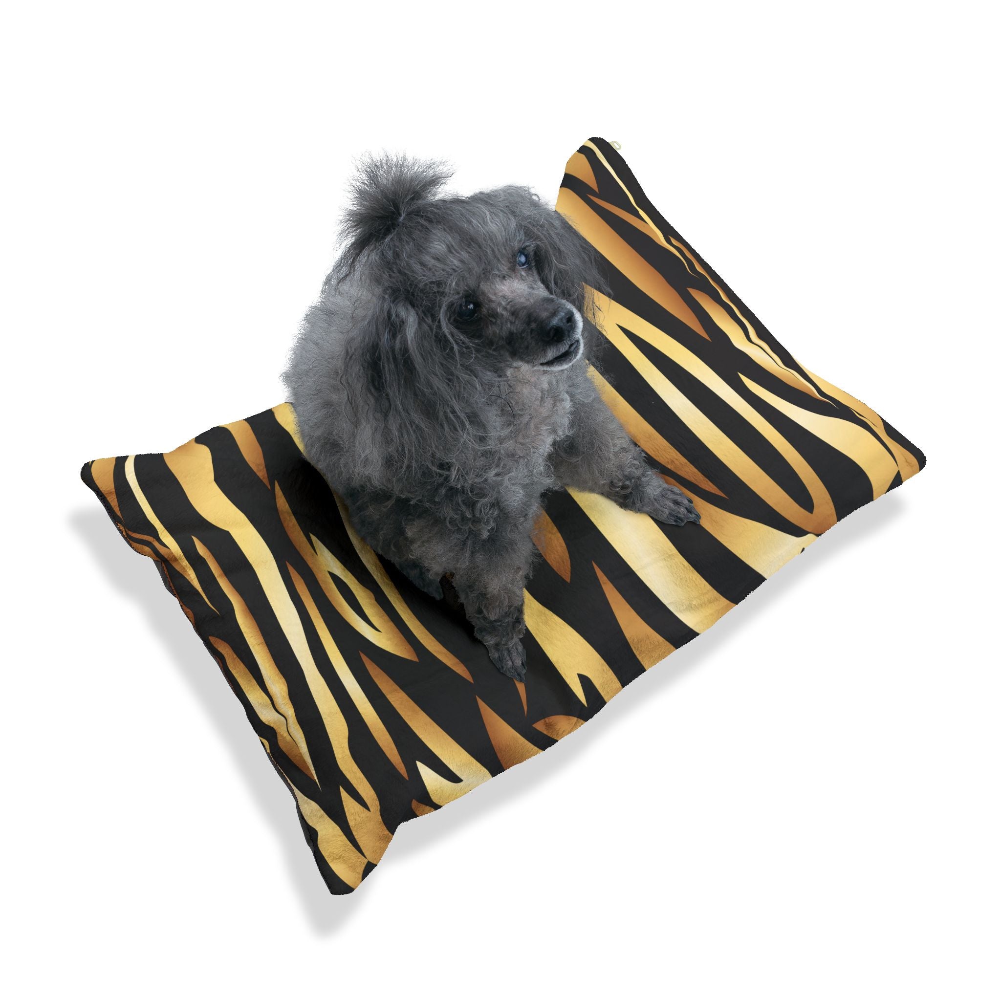 Black Gold Tiger Skin Pet Bed - Cat and Dog Bed, Anti-Anxiety Small Dog Bed, Calming Dog Bed for Puppy, Cozy Cat Bed, Fluffy Dog Beds for Small Dogs, Washable Puppy Bed for Indoor Pets