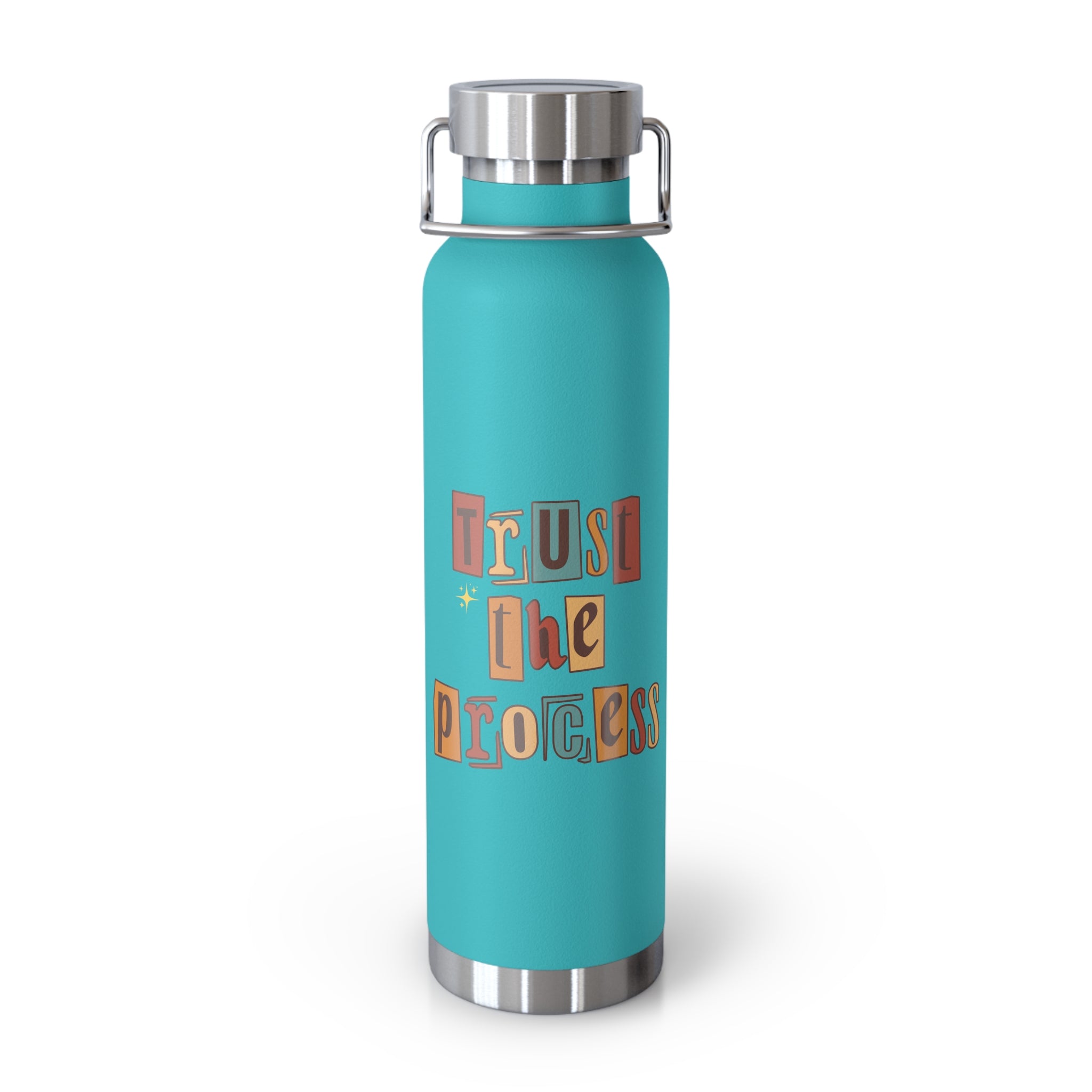 Trust The Process Copper Water Bottle, Inspirational Quote, Gift Tumbler, 22oz, Motivational Drinkware, Stainless Steel Thermos