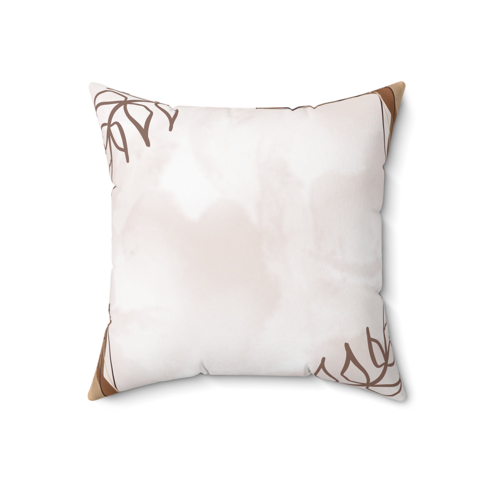Beige and Brown Aesthetic Abstract Print Pillow Covers, Decorative Couch Sofa Accent Pillows, Living Room Spun Polyester Square Pillow