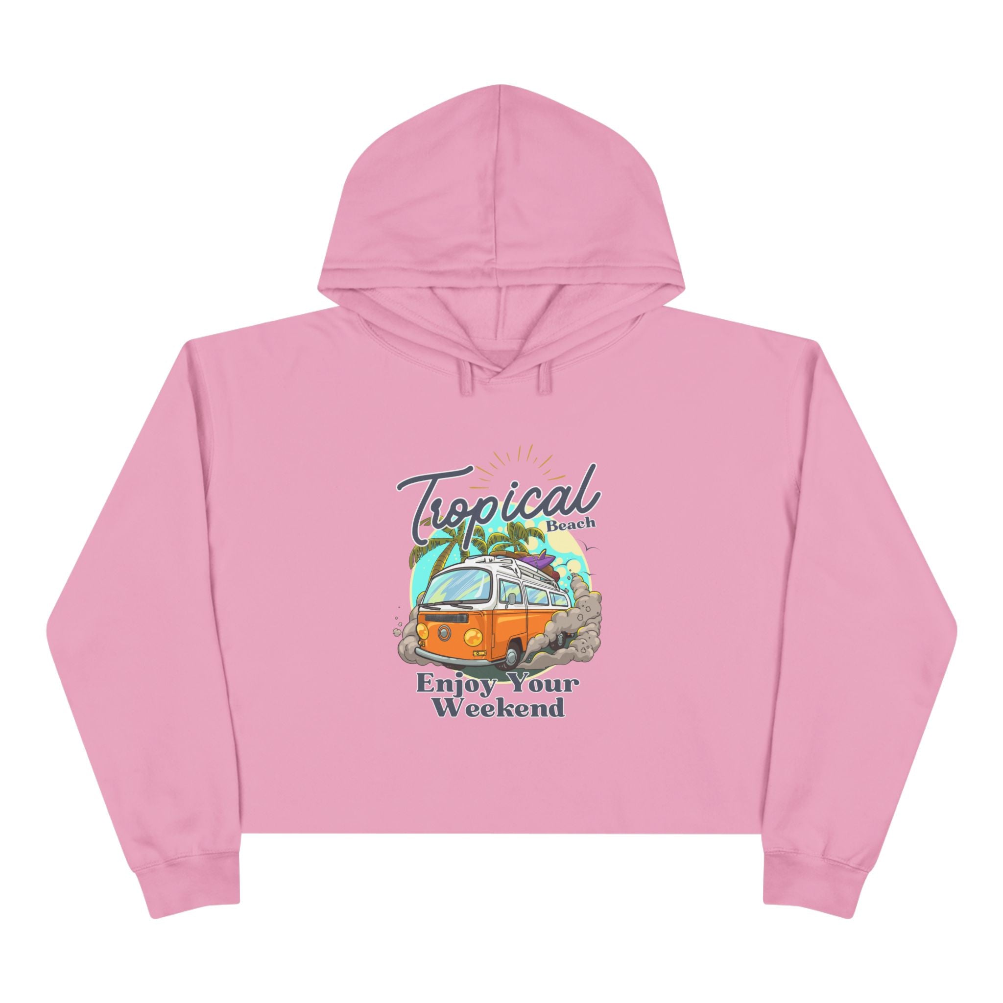 Tropical Casual Hoodie, Women's Cropped Sweatshirt Fleece Pullover, Crop Hoodie for Women, Long Sleeve Crop Top, Cozy Cropped Hooded