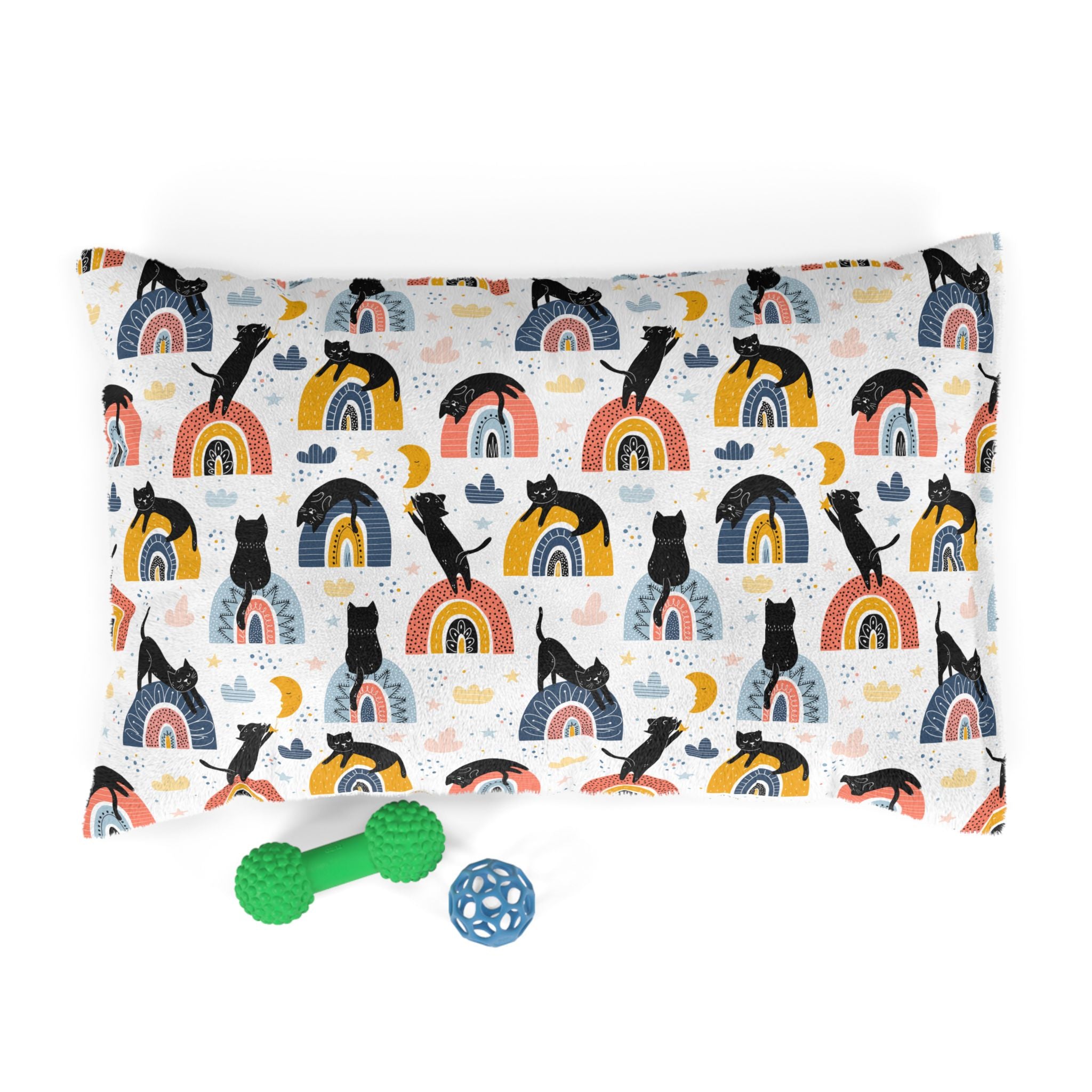 Rainbow Pattern Pet Bed - Cat and Dog Bed, Anti-Anxiety Pet Bed, Calming Dog Bed for Puppy, Cozy Cat Bed, Fluffy Dog Beds, Washable Puppy Bed for Indoor Pets