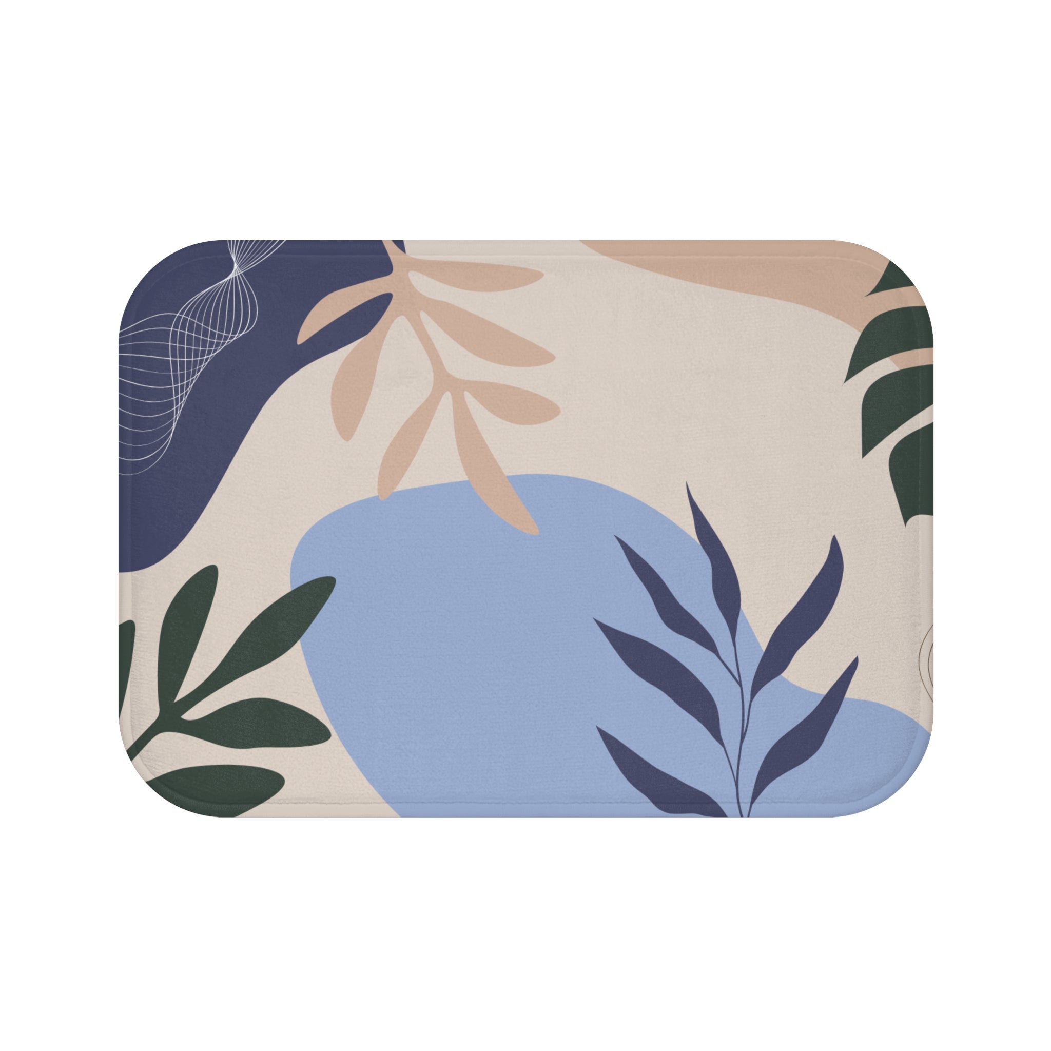 Brown Blue Memory Foam Microfiber Bath Mat - Extra Soft Non-Slip Plush Rug, Machine Washable, Bathroom Floor, Tub & Shower