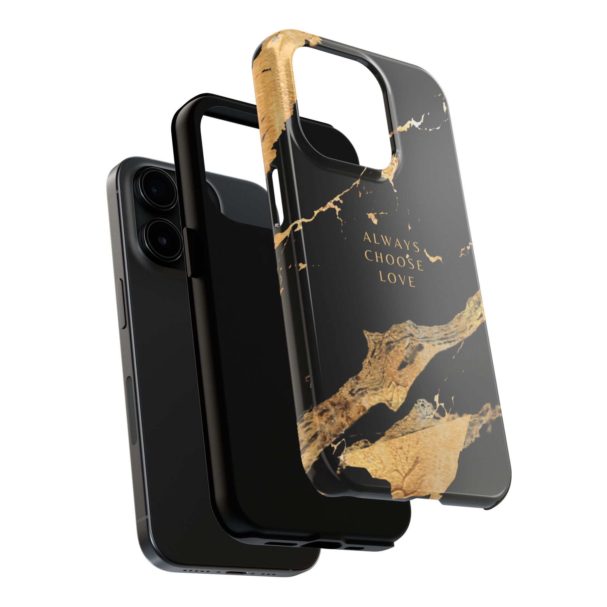 Black Gold Always Choose Love, Elegant Phone Cases, Stylish Phone Covers, Chic Phone Protectors, Fashionable Case for Her, Trendy Smartphone Accessories