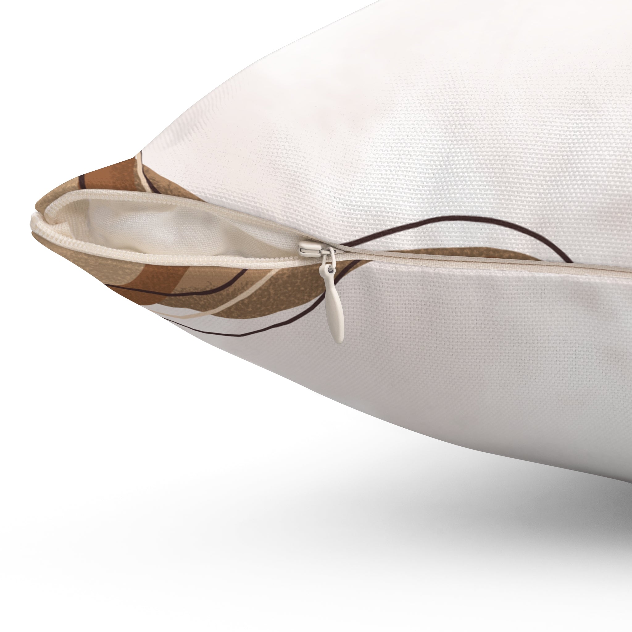 Beige and Brown Aesthetic Abstract Print Pillow Covers, Decorative Couch Sofa Accent Pillows, Living Room Spun Polyester Square Pillow