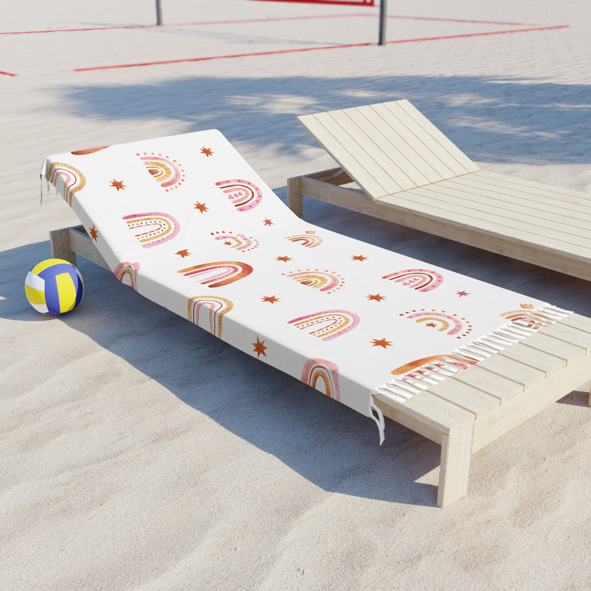 Beige And Pink Rainbow Boho Beach Cloth, Stylish Gift for Her, Trendy Sarong, Summer Wrap, Beach Cover-Up, Bohemian Scarf