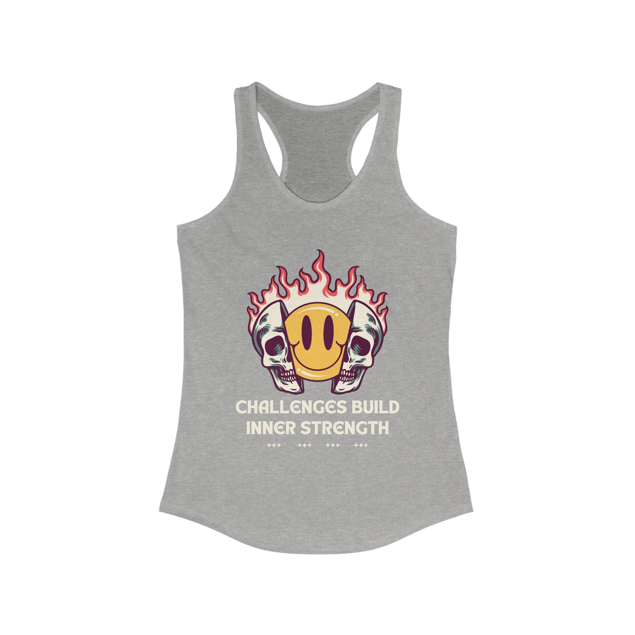 Workout Tank Tops for Women - Gym Exercise Athletic - Yoga Tops Racerback Sports Shirts - Inner Strength - Shirt Print